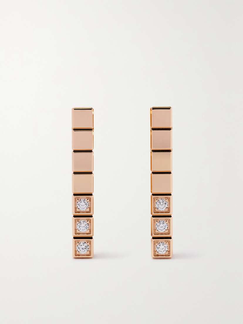 Chopard Ice Cube Pure 18-karat Rose Gold Diamond Earrings