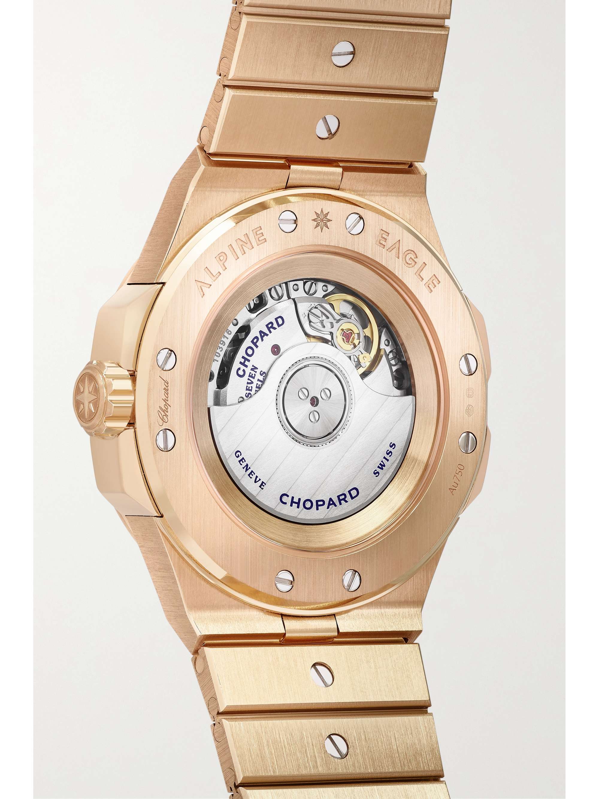 CHOPARD Alpine Eagle Automatic 36mm small 18-karat rose gold, diamond and mother-of-pearl watch