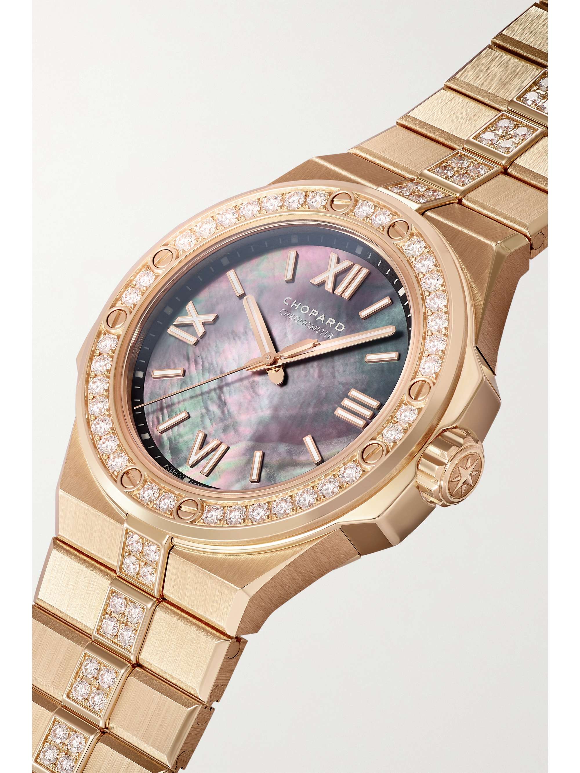CHOPARD Alpine Eagle Automatic 36mm small 18-karat rose gold, diamond and mother-of-pearl watch