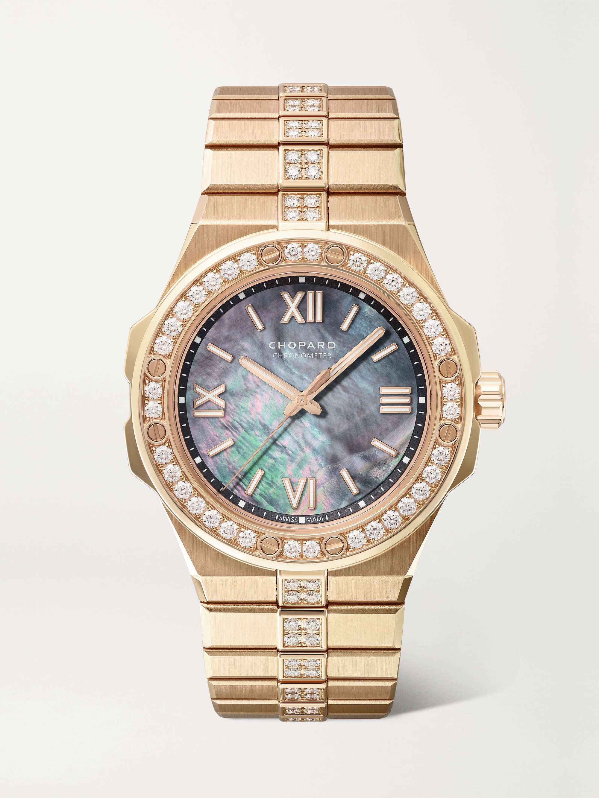 Gold Alpine Eagle Automatic 36mm Small 18 Karat Rose Gold Diamond And Mother Of Pearl Watch Chopard Net A Porter