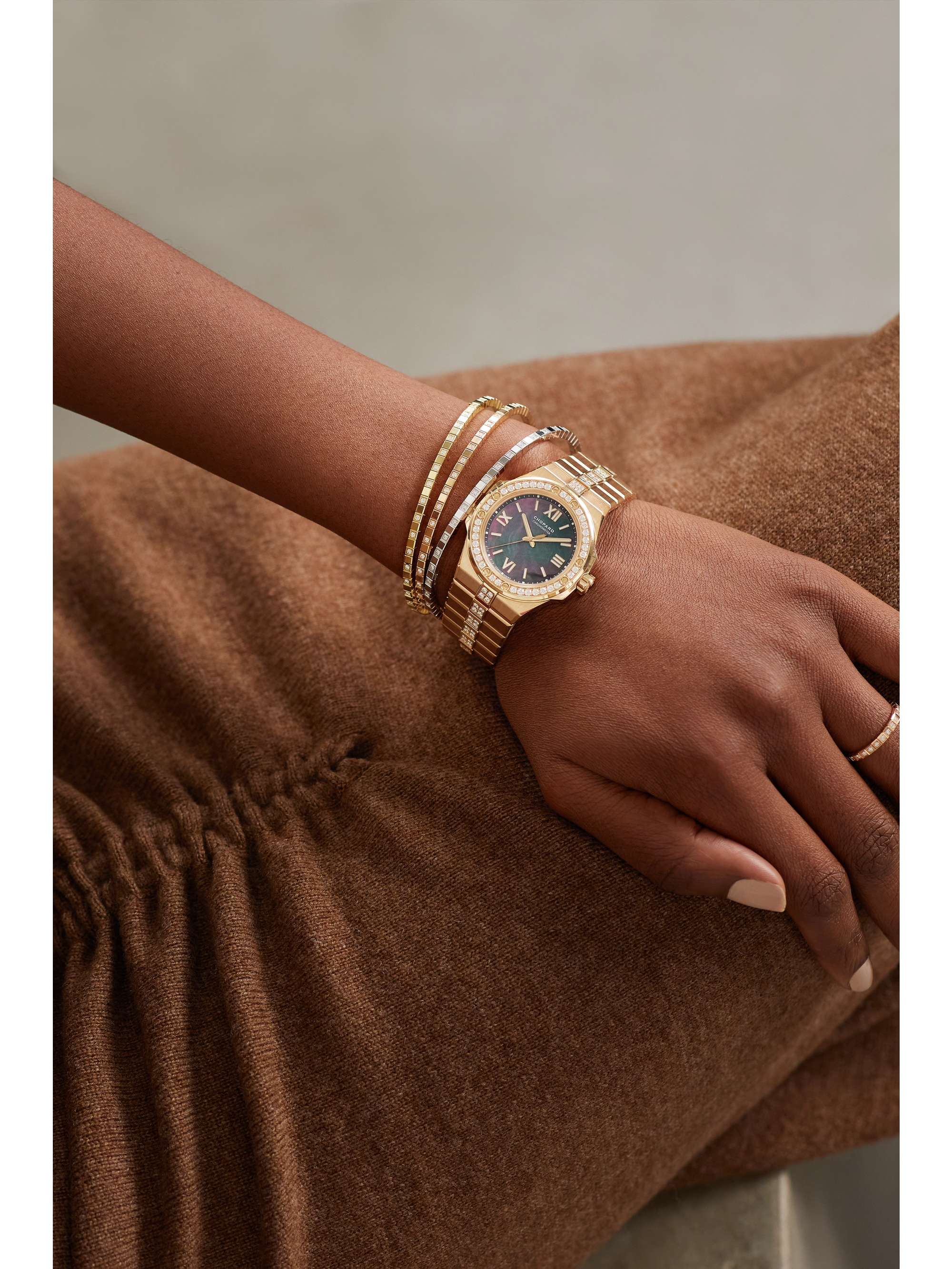 Gold Alpine Eagle Automatic 36mm Small 18 Karat Rose Gold Diamond And Mother Of Pearl Watch Chopard Net A Porter