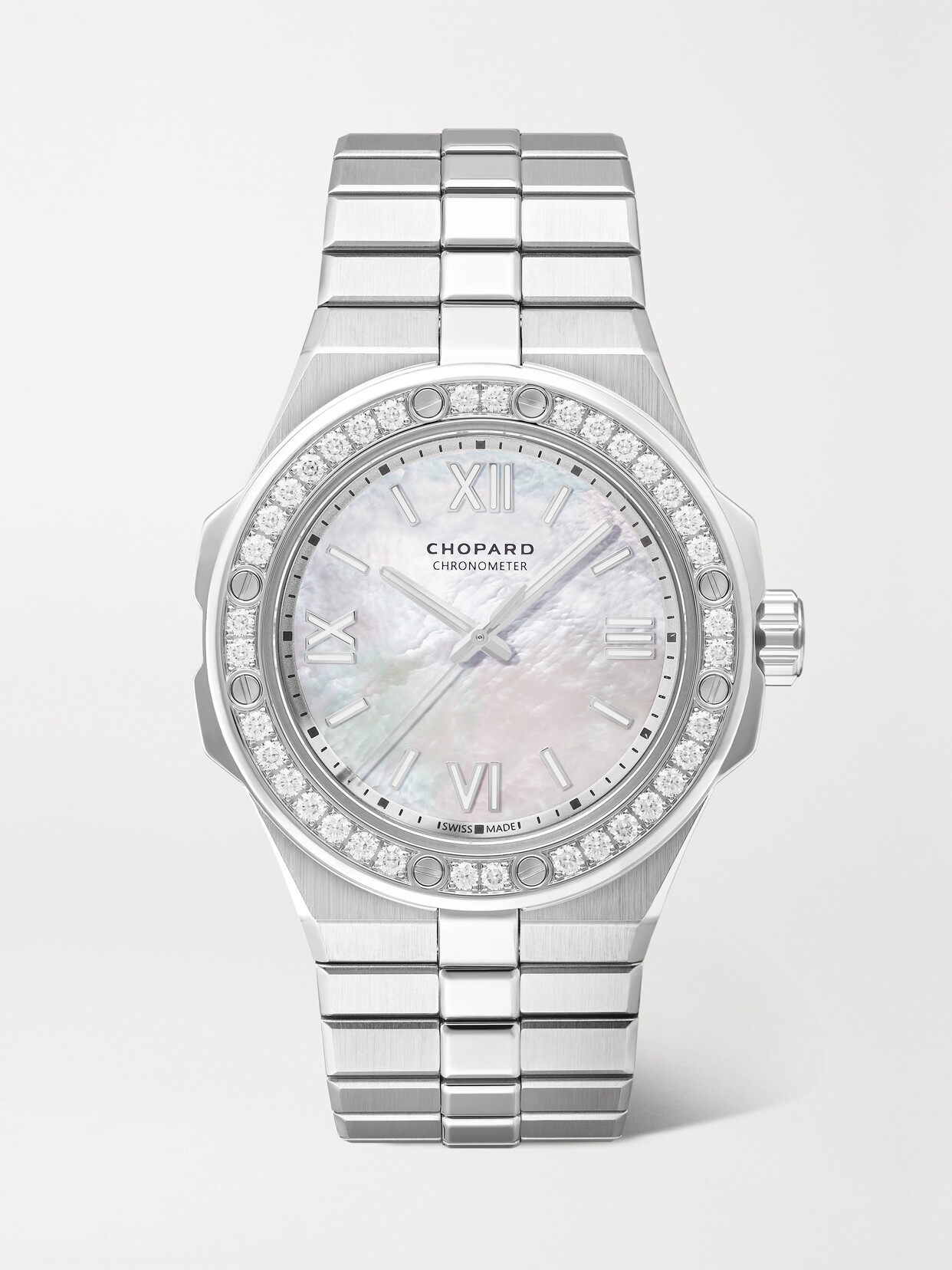 Chopard - Alpine Eagle Automatic 36mm Small Stainless Steel, Mother-of-pearl And Diamond Watch - Gray