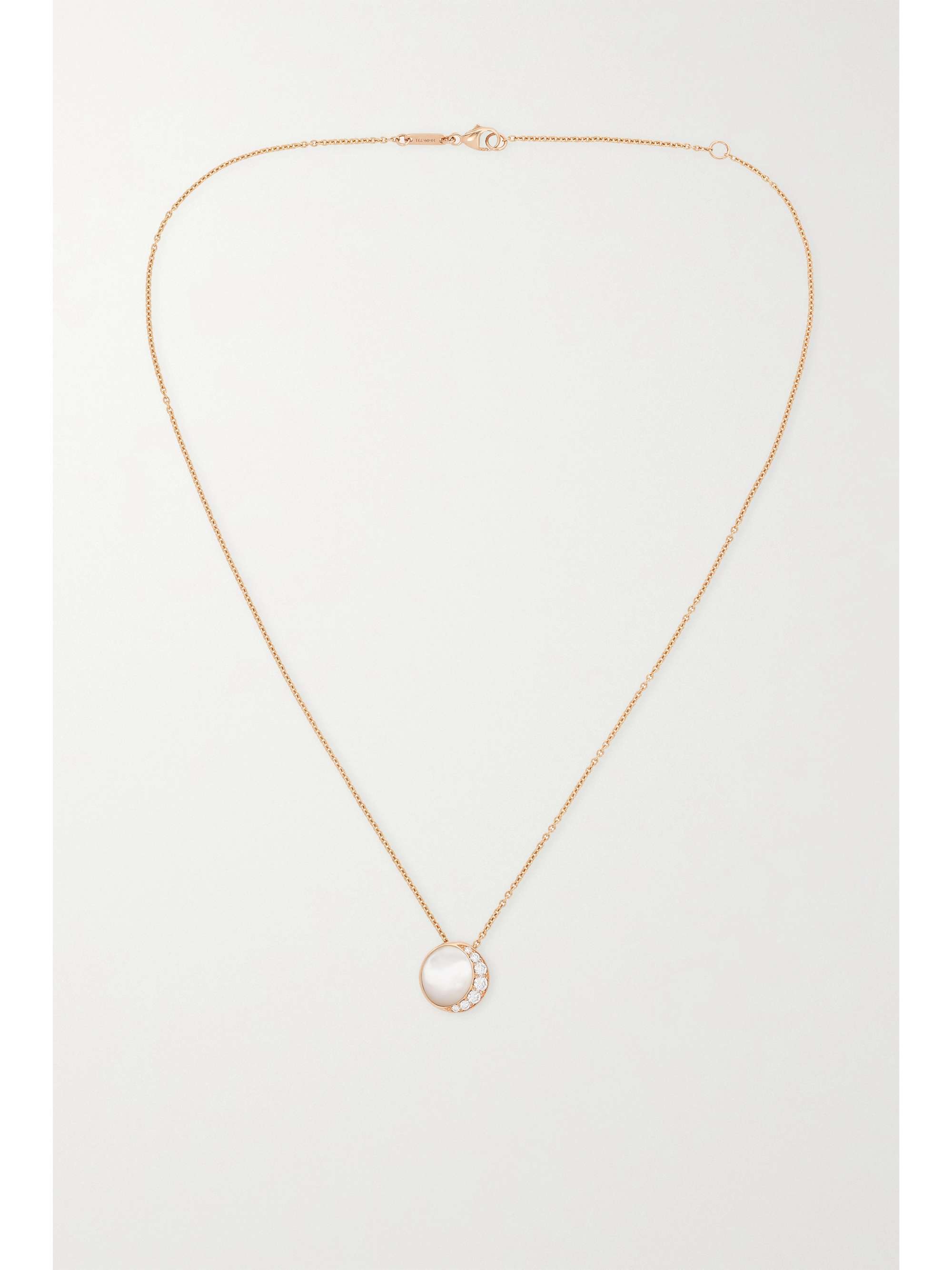 DAVID MORRIS Fortuna 18-karat rose gold, mother-of-pearl and diamond necklace