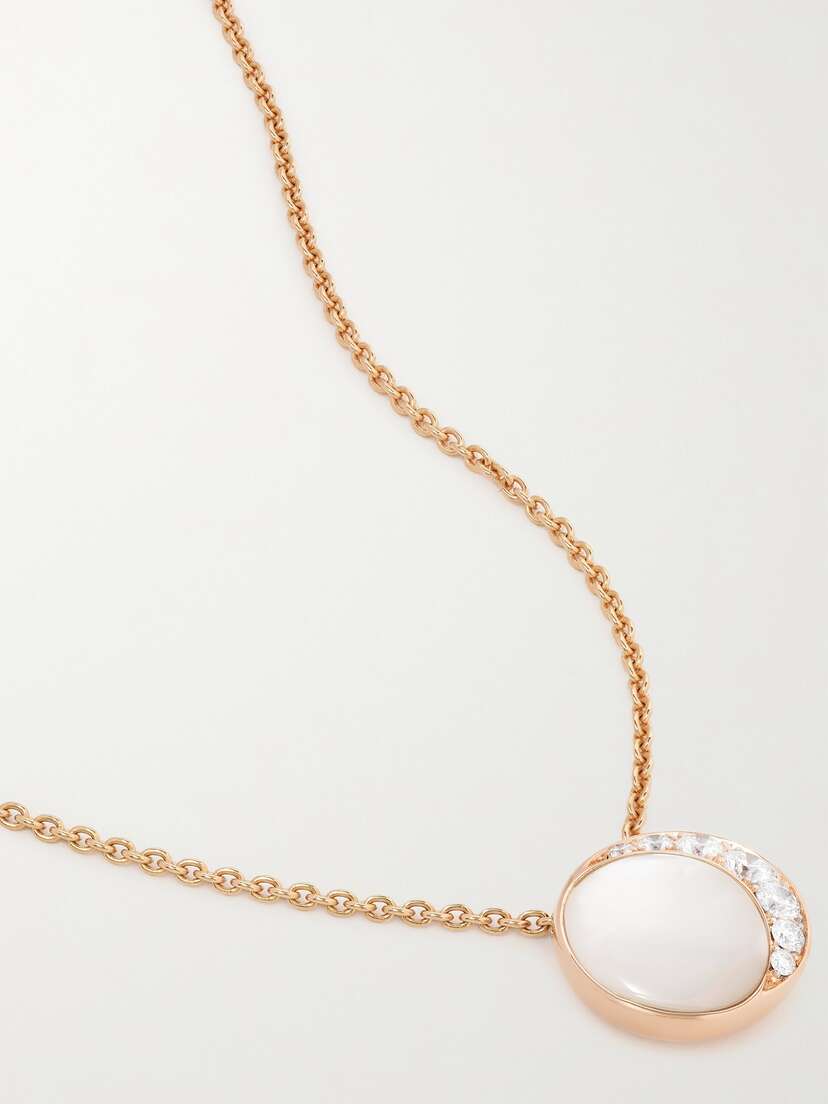 David Morris Fortuna 18-karat Rose Gold, Mother-of-pearl And Diamond Necklace