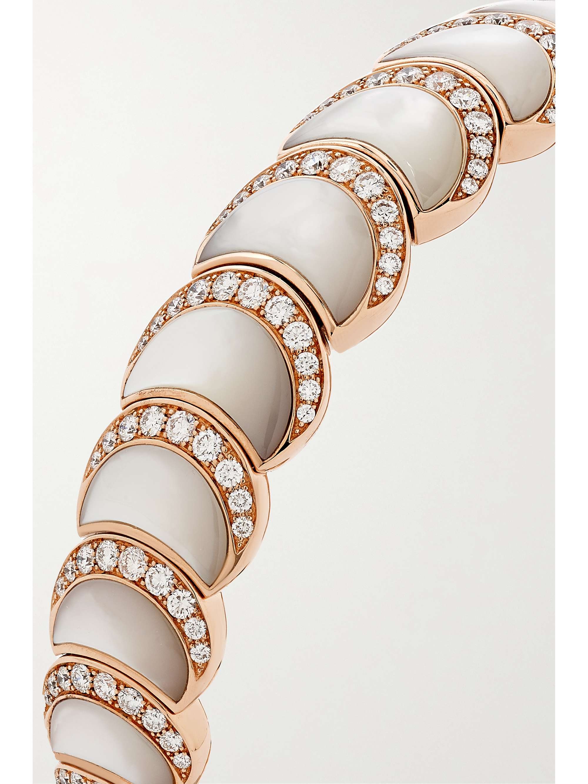 DAVID MORRIS Fortuna 18-karat rose gold, mother-of-pearl and diamond bangle