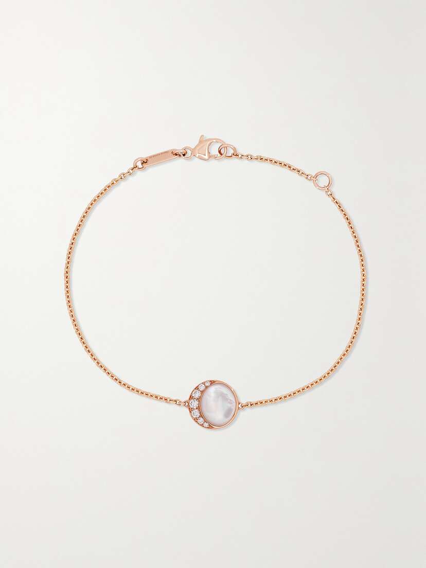 David Morris Fortuna 18-karat Rose Gold, Mother-of-pearl And Diamond Bracelet