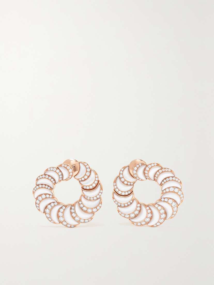David Morris Fortuna 18-karat Rose Gold, Mother-of-pearl And Diamond Earrings