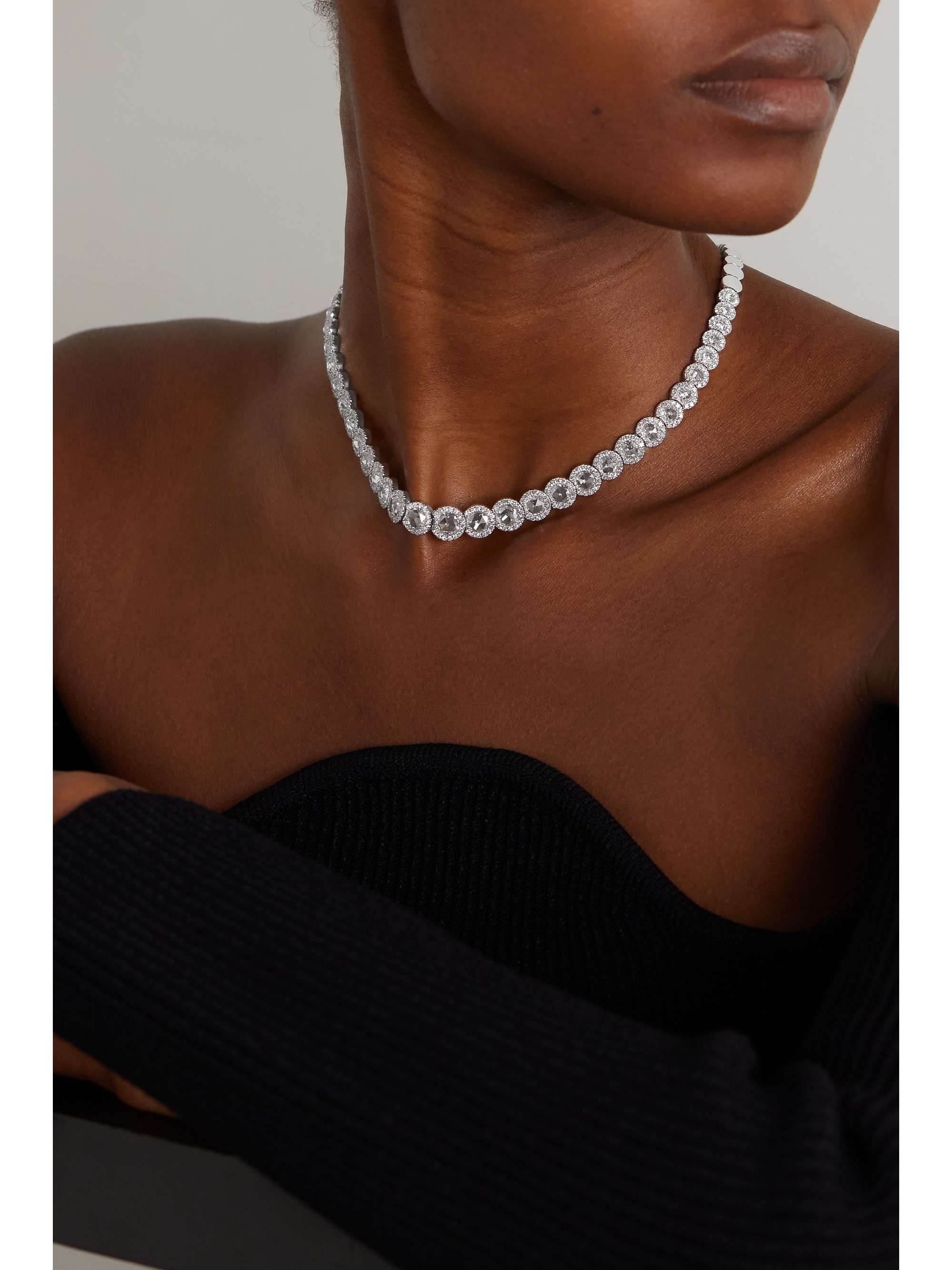 DAVID MORRIS 18-karat white gold diamond necklace