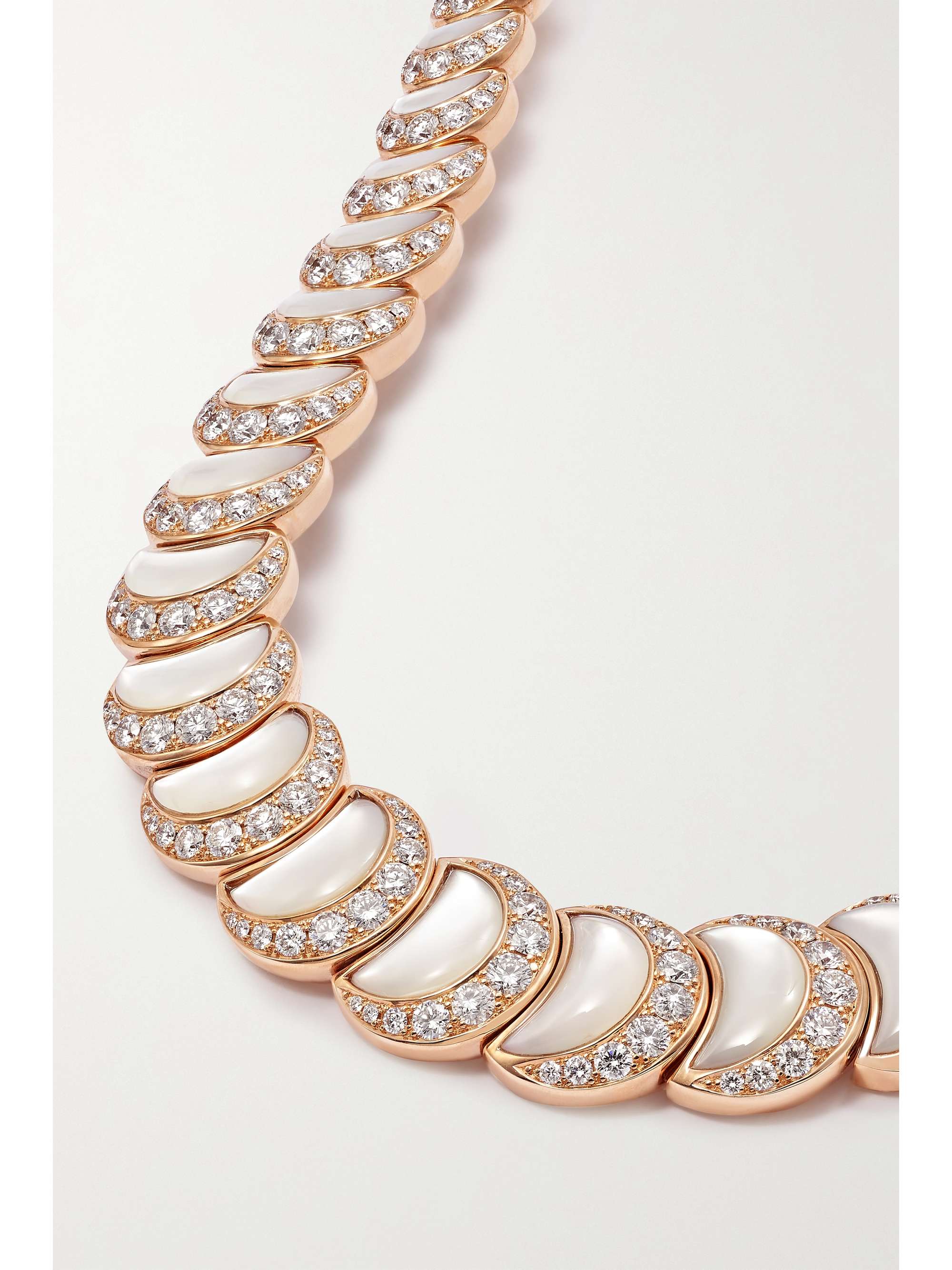 DAVID MORRIS Fortuna 18-karat rose gold, mother-of-pearl and diamond necklace