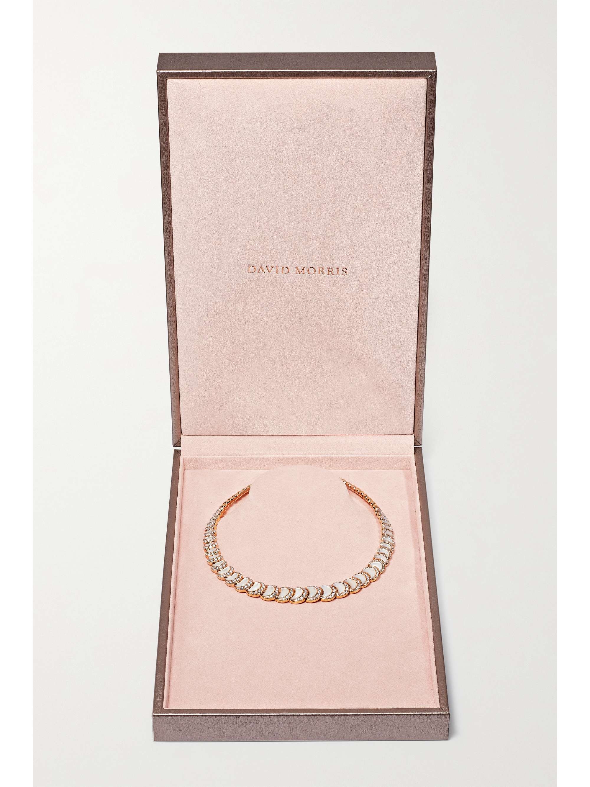 DAVID MORRIS Fortuna 18-karat rose gold, mother-of-pearl and diamond necklace