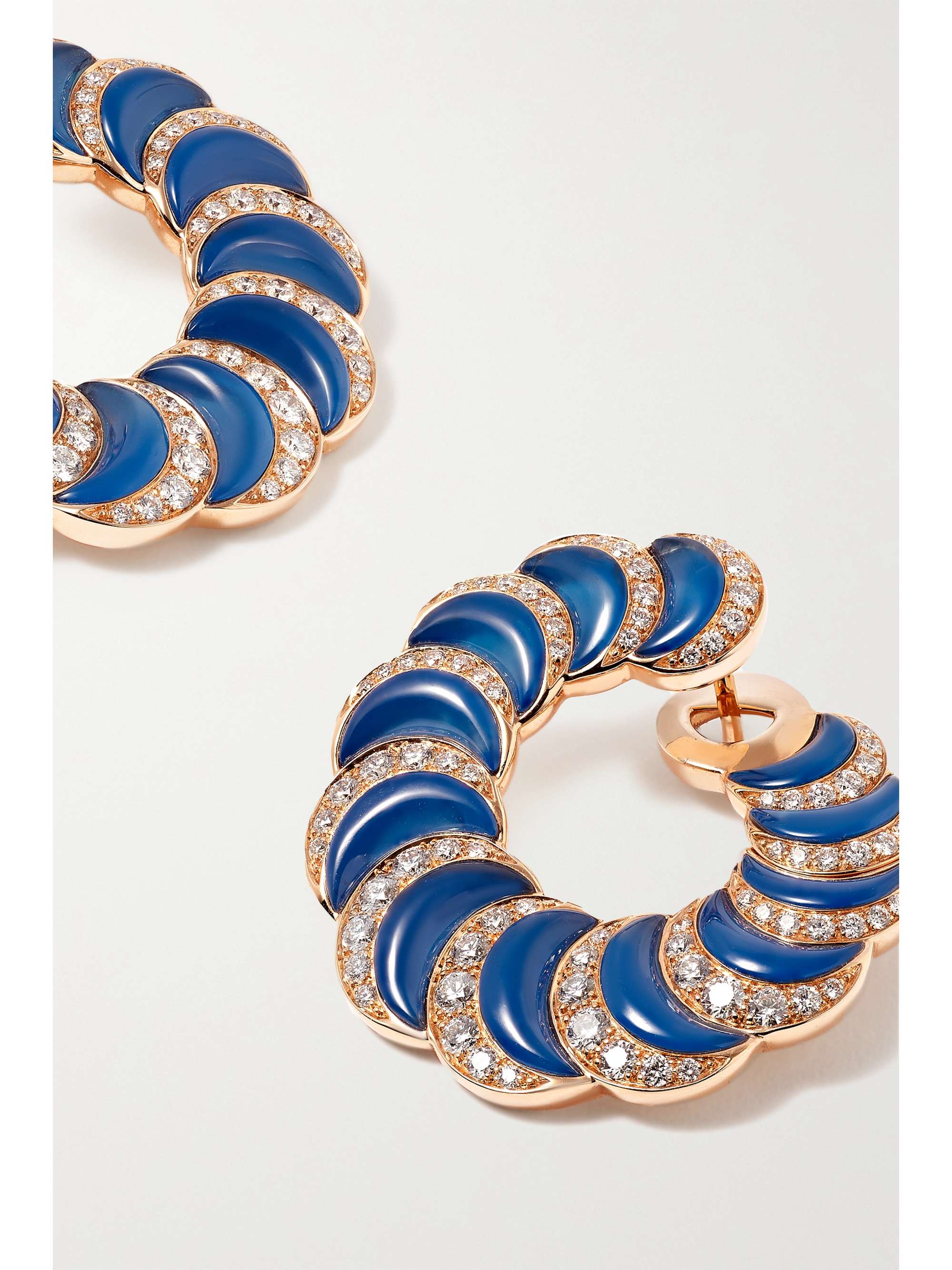 DAVID MORRIS Fortuna 18-karat rose gold, mother-of-pearl and diamond earrings