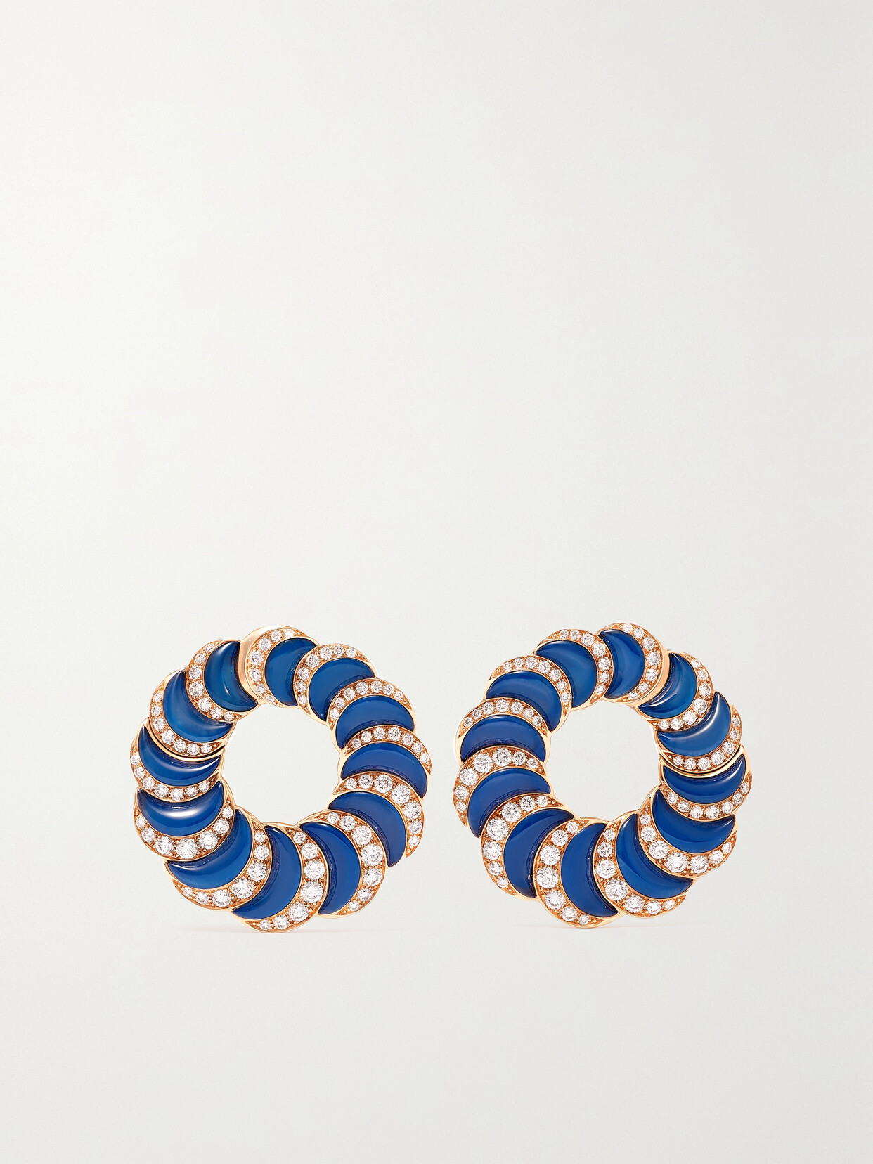 David Morris - Fortuna 18-karat Rose Gold, Agate And Diamond Earrings - Blue