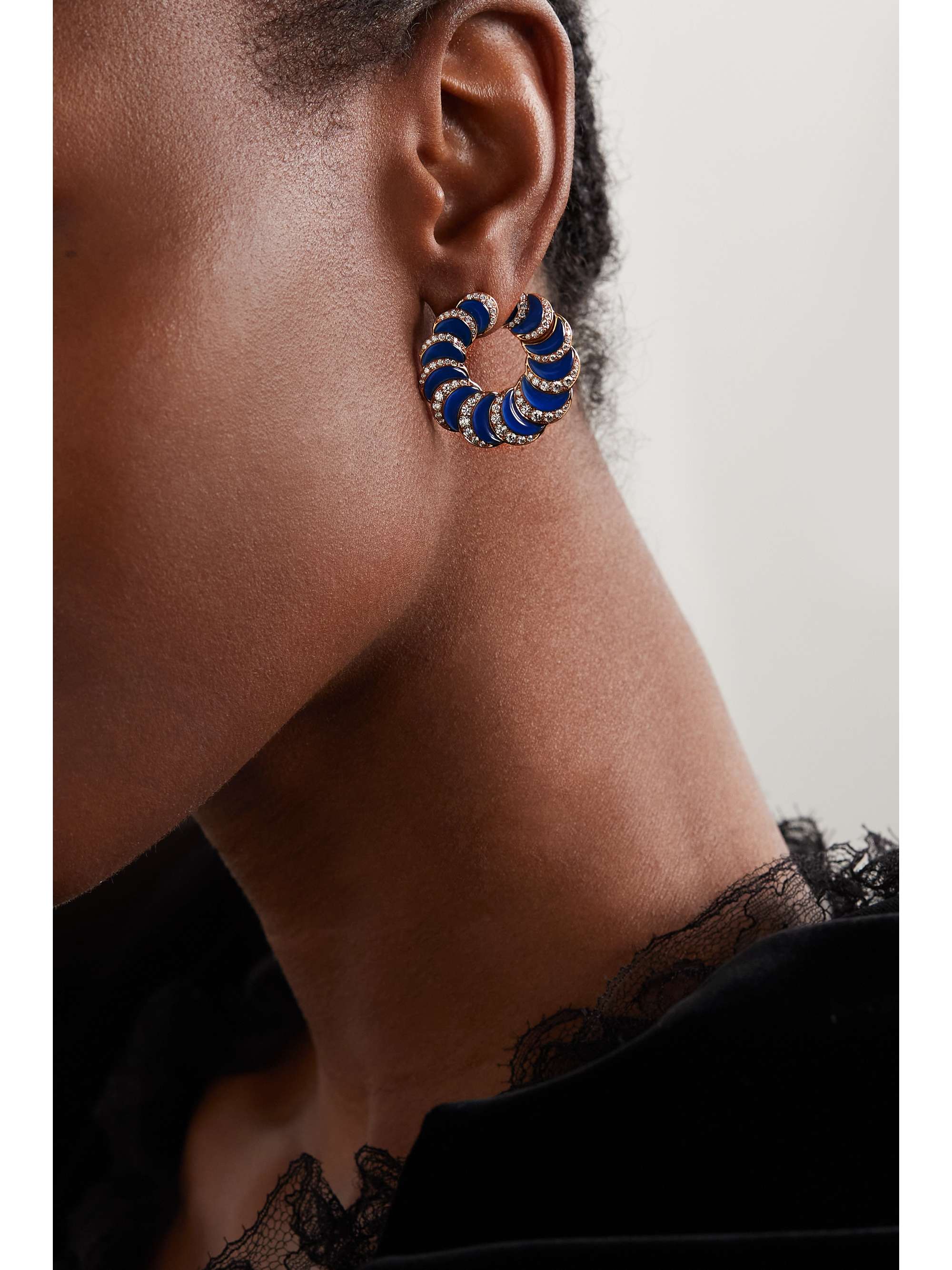 DAVID MORRIS Fortuna 18-karat rose gold, mother-of-pearl and diamond earrings