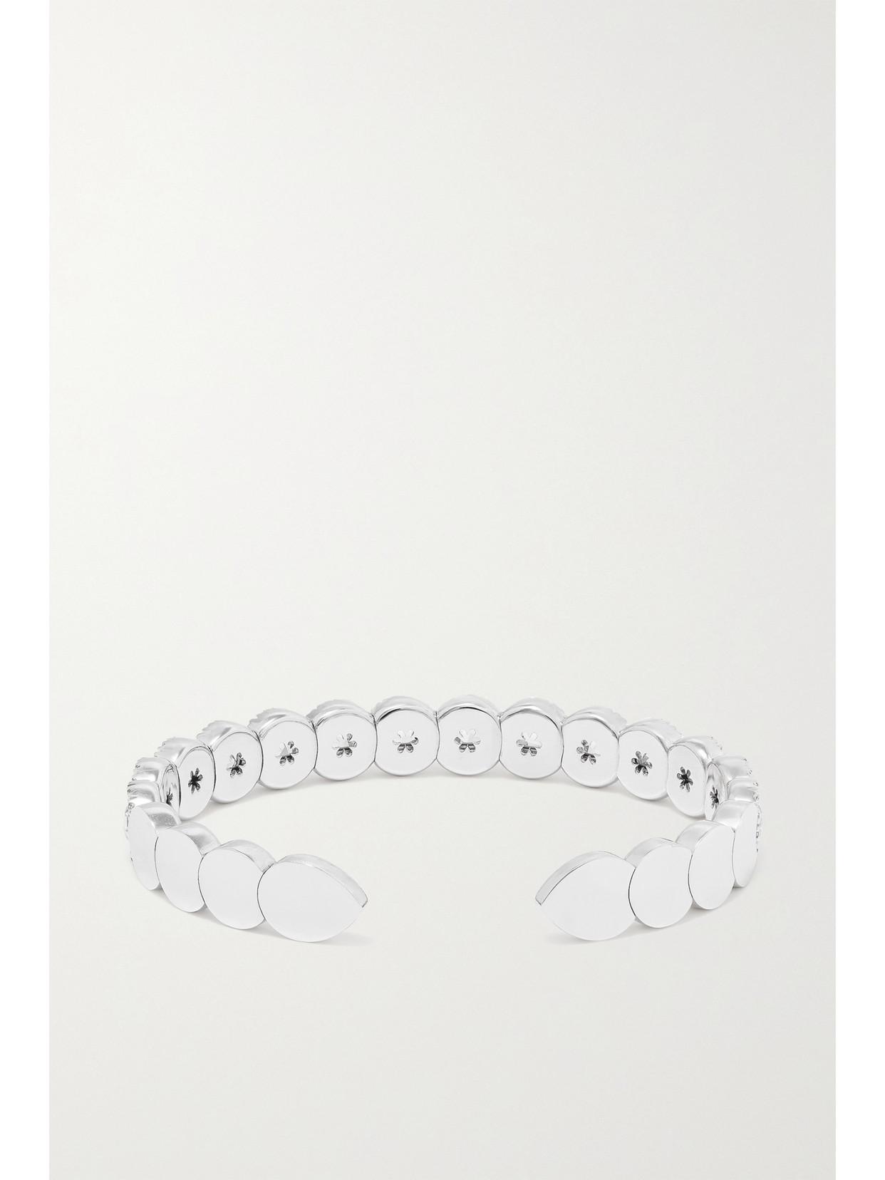 David Morris 18kt White Gold Diamond Rose Cut Flexible Cuff Bracelet In Gold