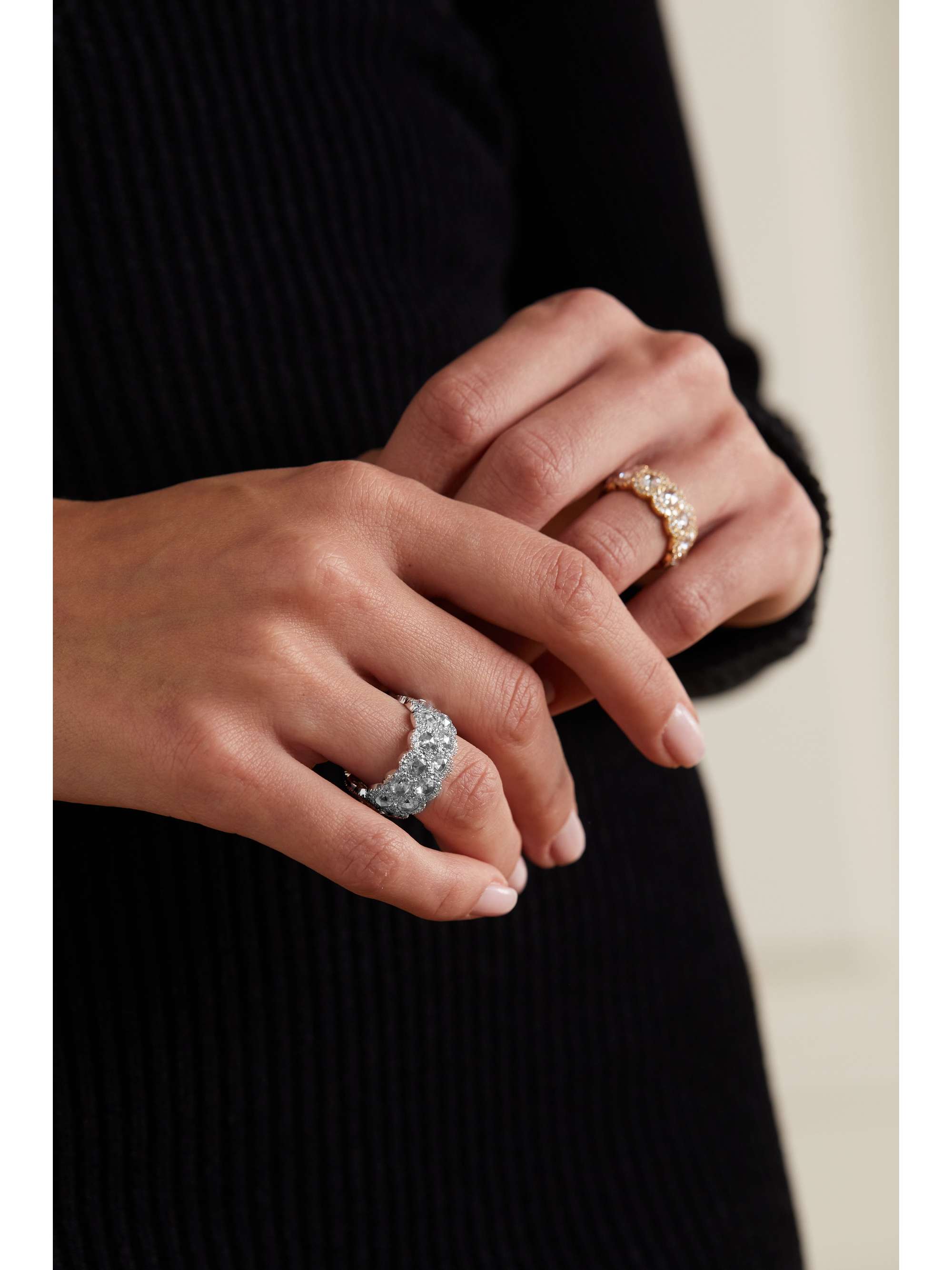 DAVID MORRIS 18-karat white gold diamond ring
