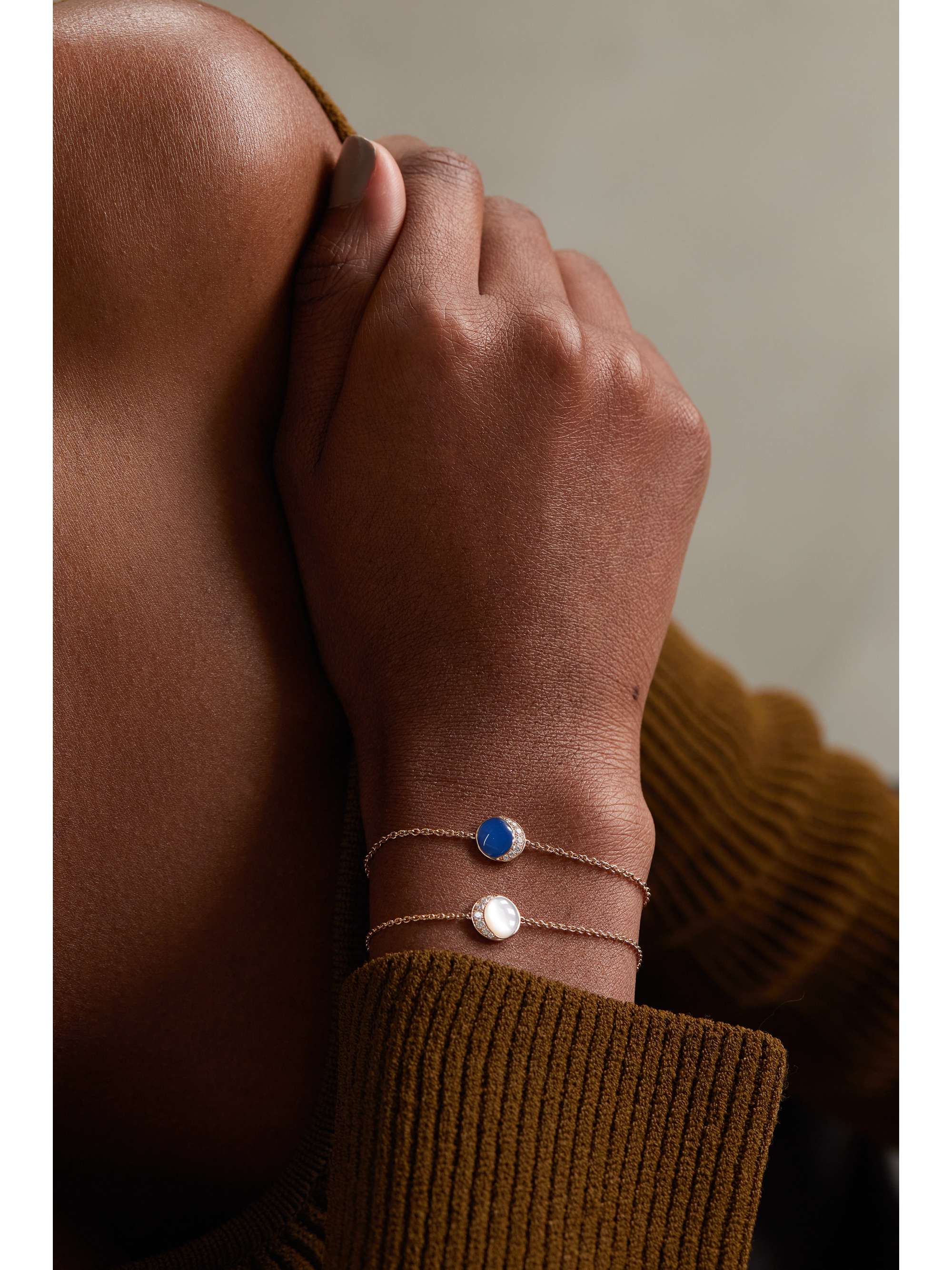 DAVID MORRIS Fortuna Armband aus 18 Karat Roségold mit Achat und Diamanten