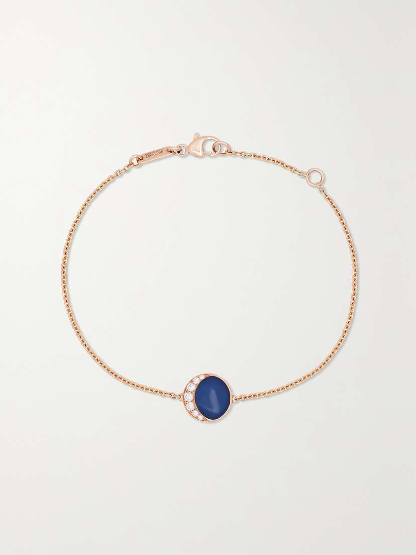 David Morris Fortuna 18-karat Rose Gold, Agate And Diamond Bracelet