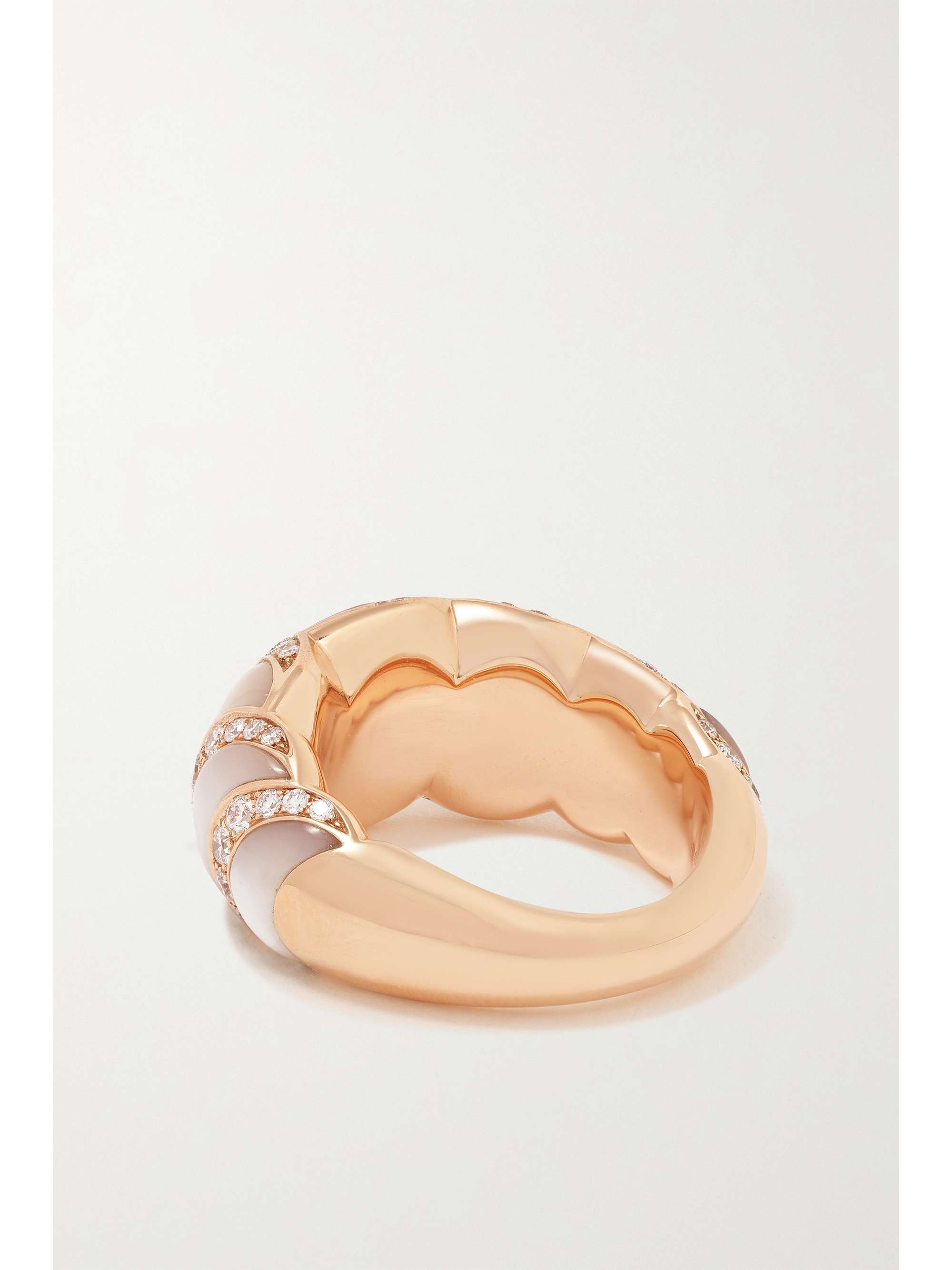 DAVID MORRIS Fortuna 18-karat rose gold, agate and diamond ring