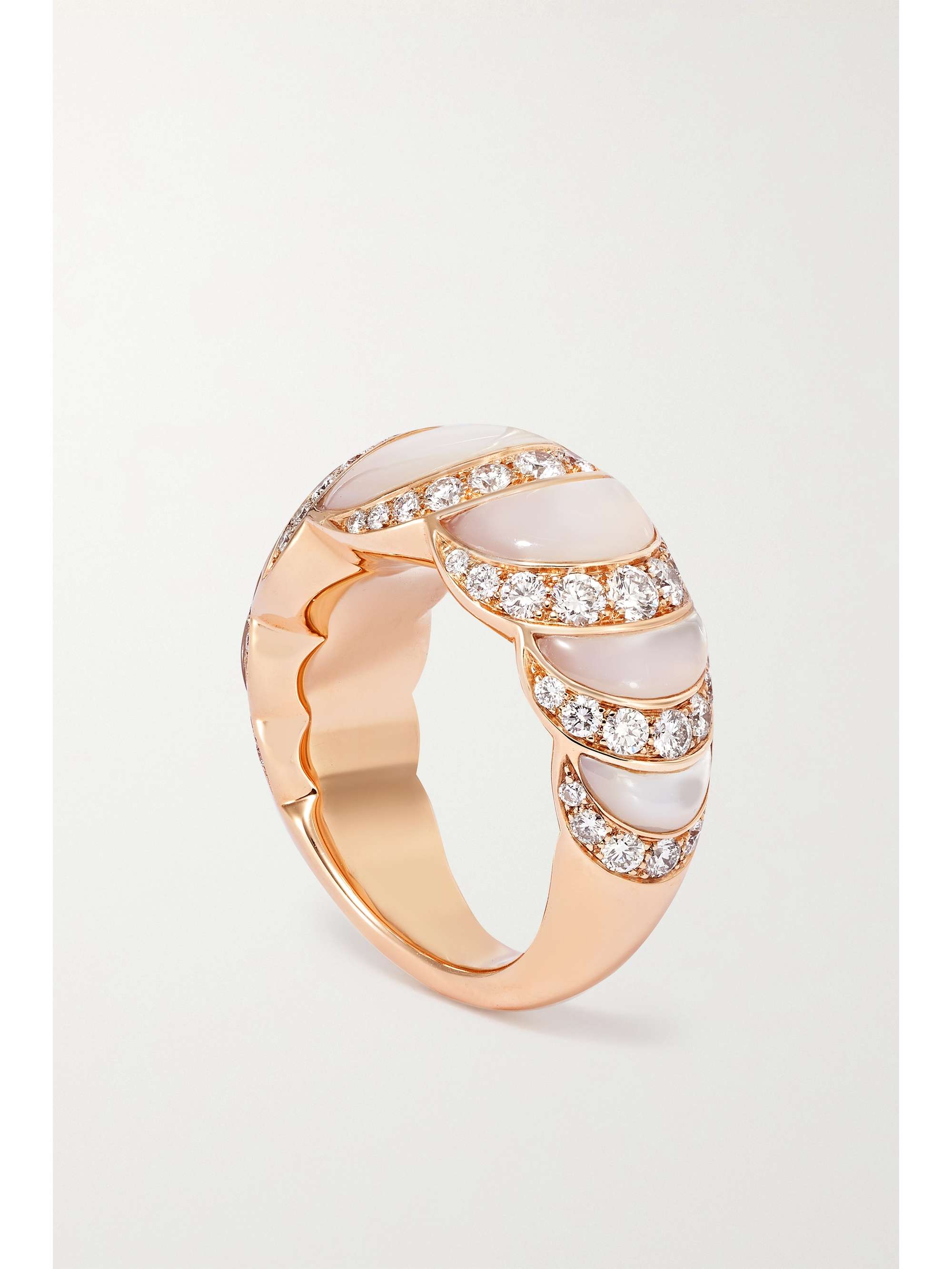 DAVID MORRIS Fortuna 18-karat rose gold, agate and diamond ring