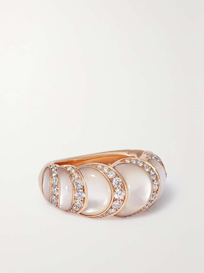 David Morris Fortuna 18-karat Rose Gold, Mother-of-pearl And Diamond Ring