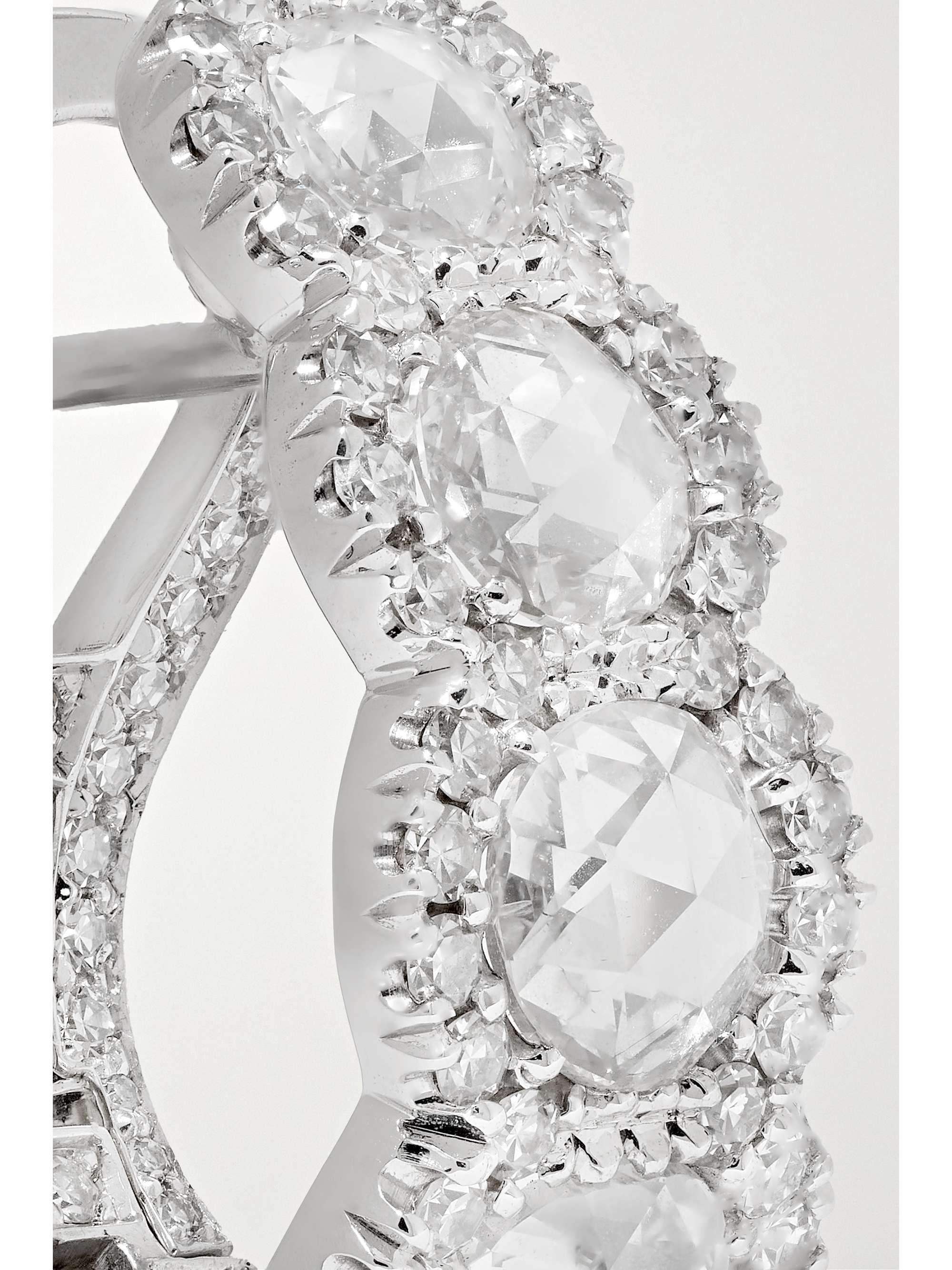 DAVID MORRIS 18-karat white gold diamond hoop earrings
