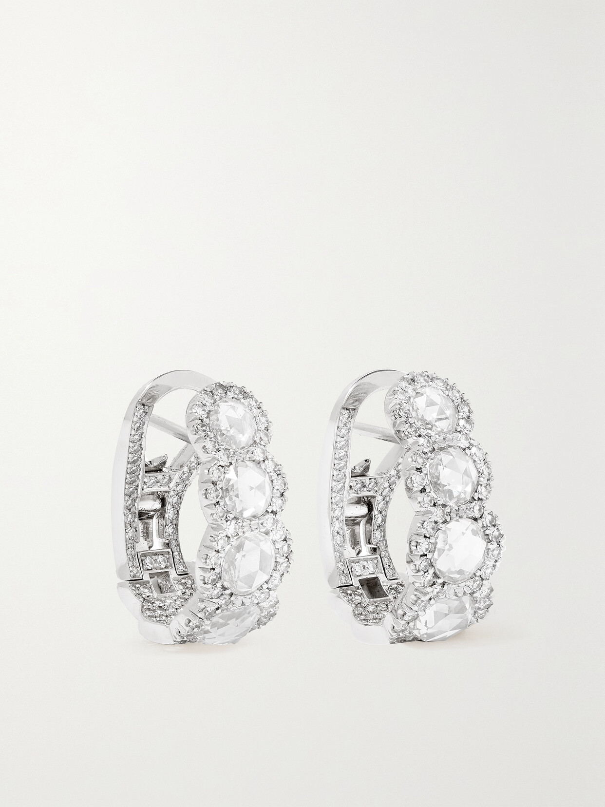 David Morris 18-karat White Gold Diamond Hoop Earrings