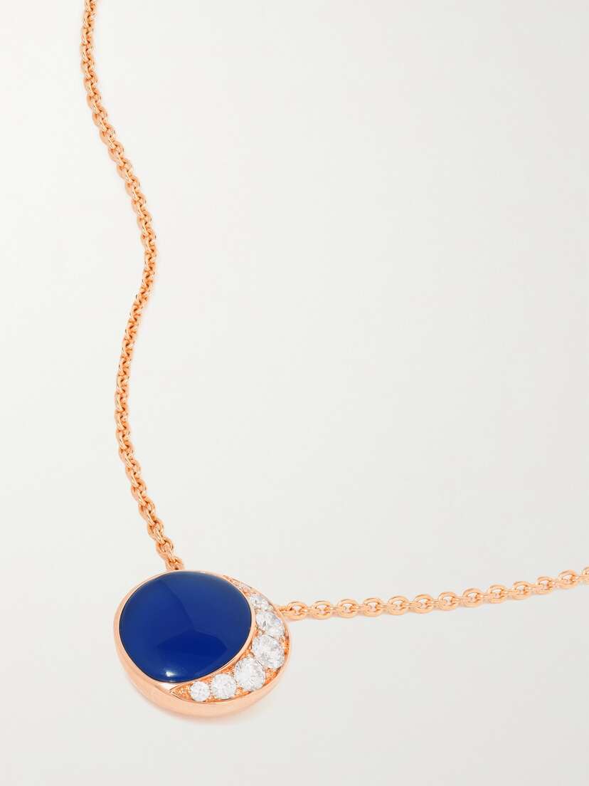 David Morris Fortuna 18-karat Rose Gold, Agate And Diamond Necklace