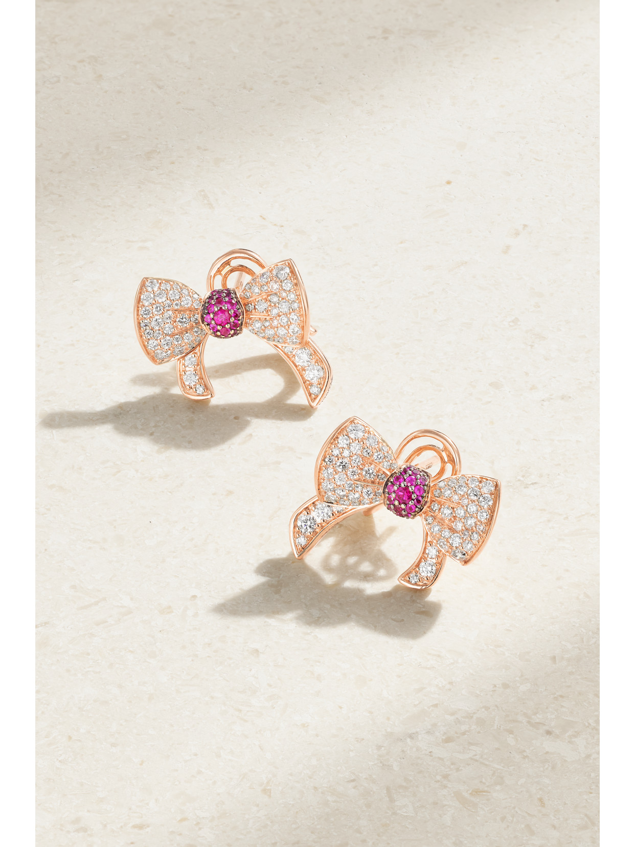 David Morris Beaux 18-karat Rose , Diamond And Ruby Earrings
