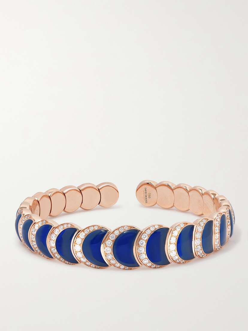 David Morris Fortuna 18-karat Rose Gold, Agate And Diamond Cuff