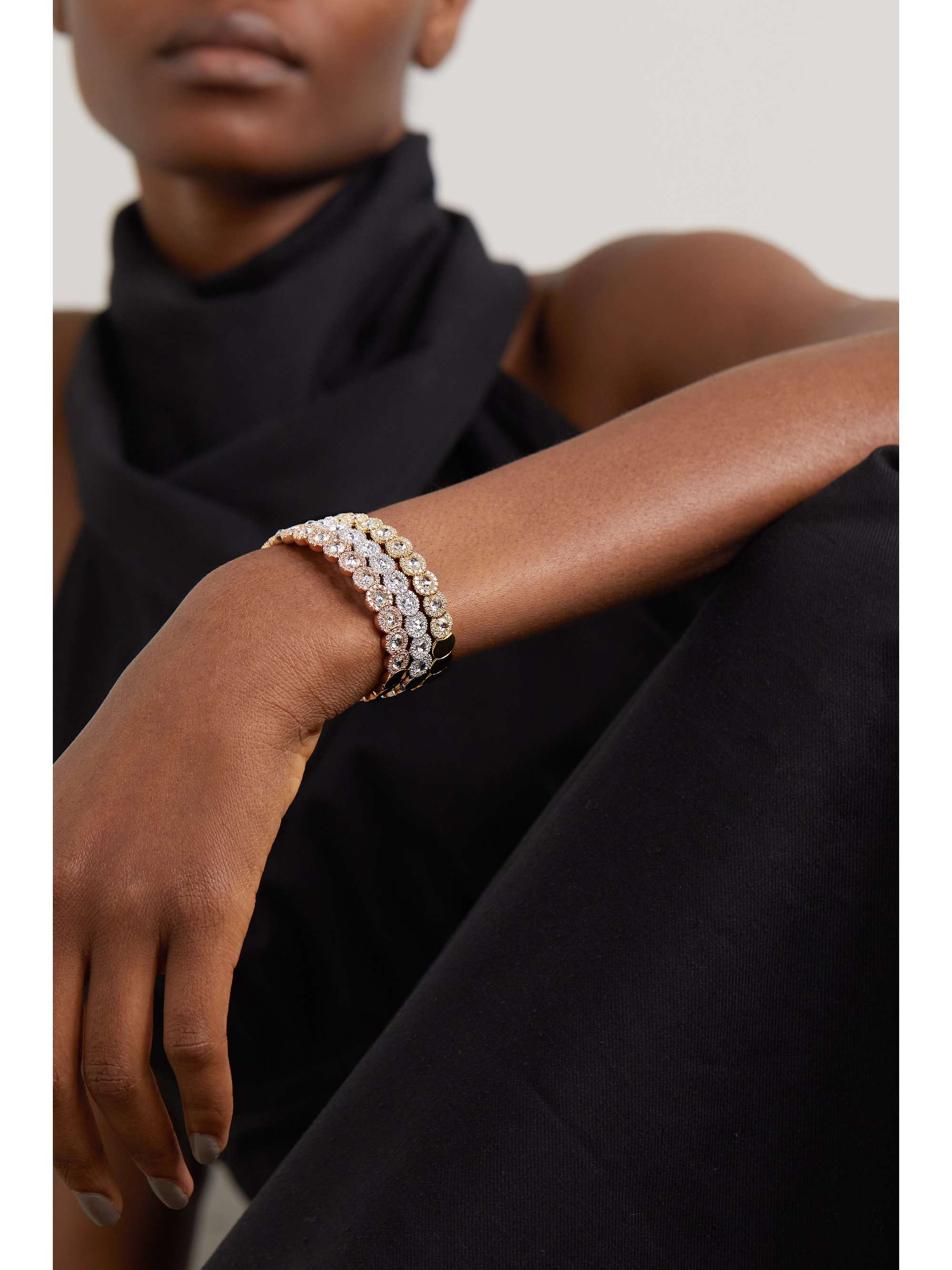 DAVID MORRIS 18-karat gold diamond cuff