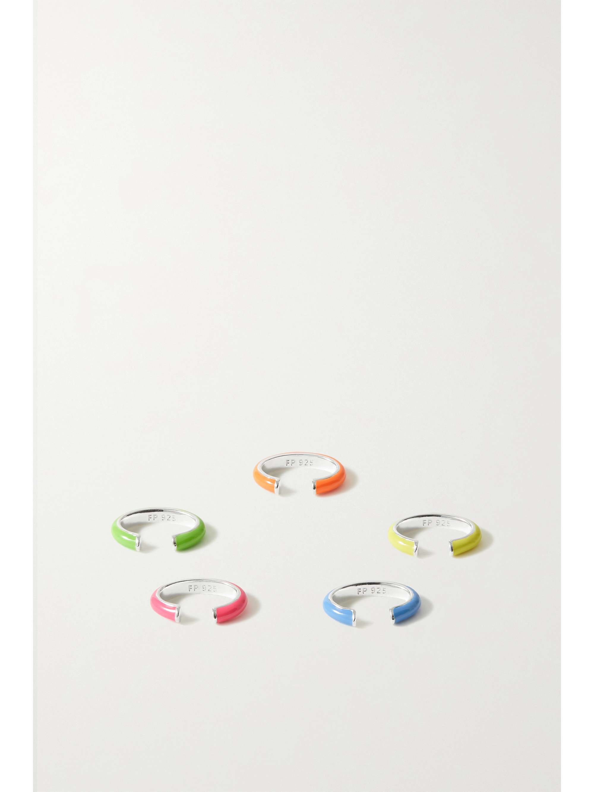 FRY POWERS Neon set of five sterling silver and enamel ear cuffs
