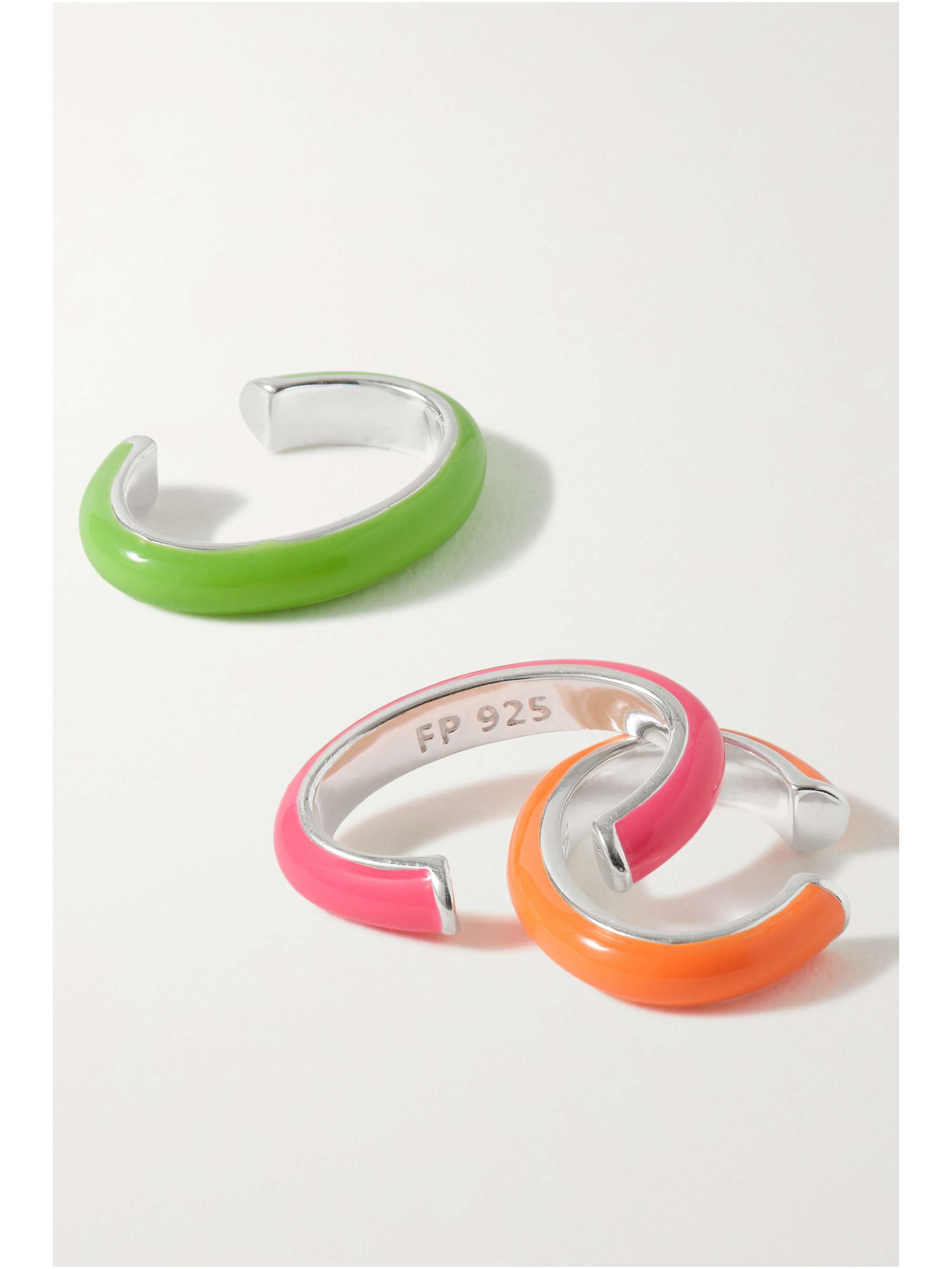 FRY POWERS Neon set of five sterling silver and enamel ear cuffs