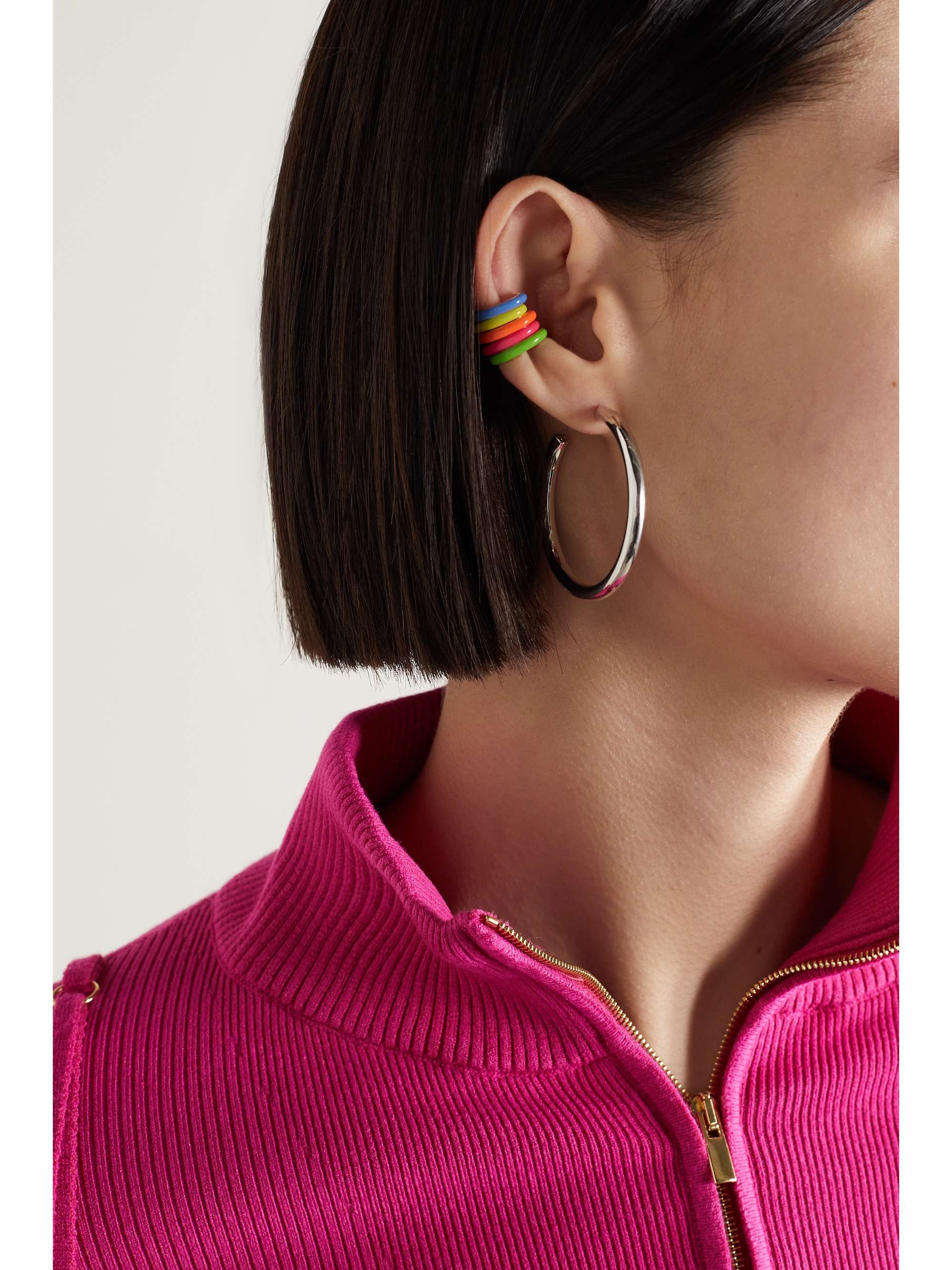 FRY POWERS Neon set of five sterling silver and enamel ear cuffs