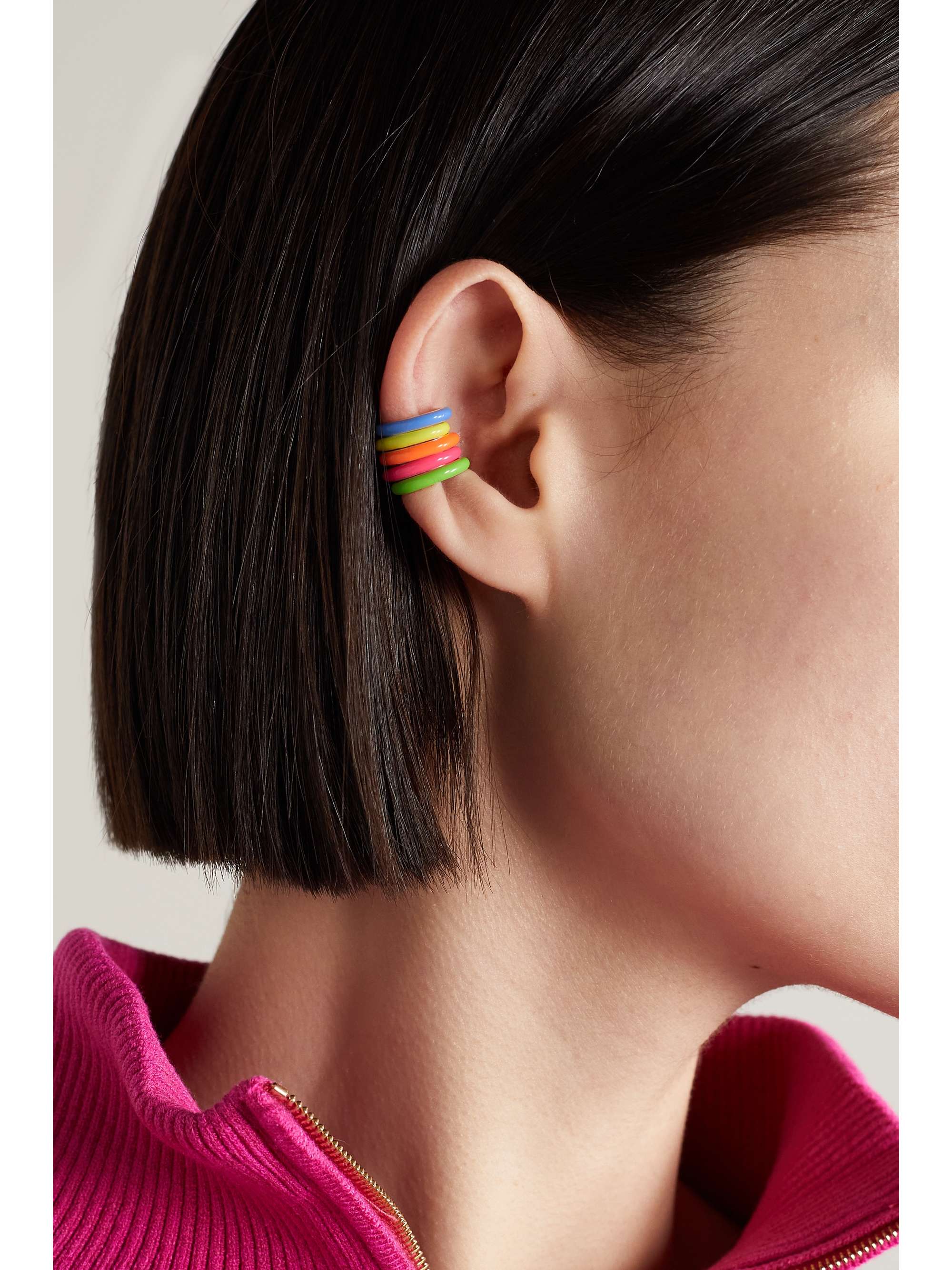 FRY POWERS Neon set of five sterling silver and enamel ear cuffs