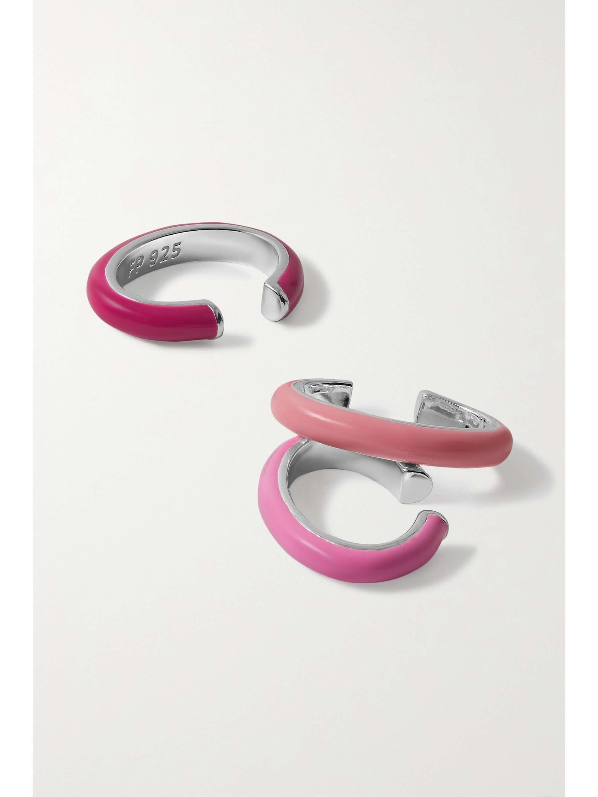 FRY POWERS Ombré set of three sterling silver and enamel ear cuffs