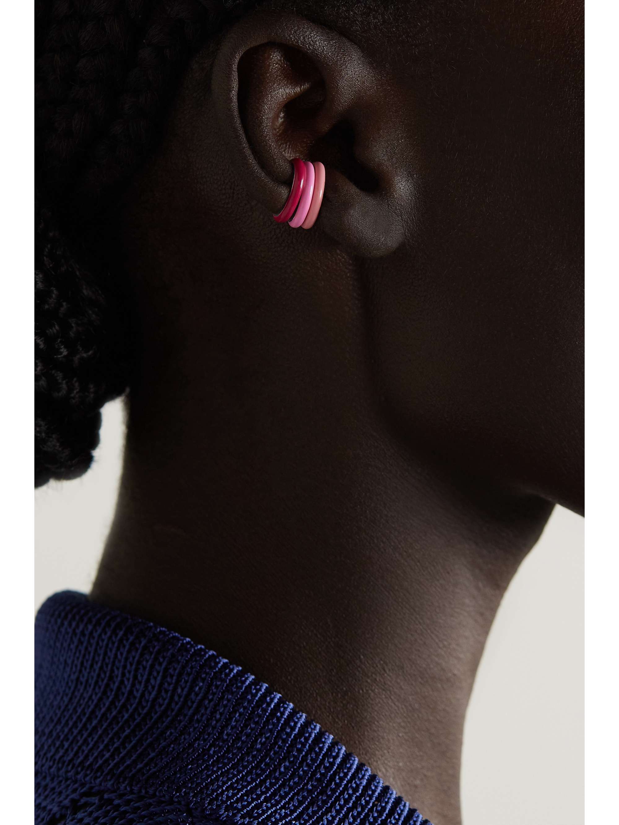 FRY POWERS Ombré set of three sterling silver and enamel ear cuffs