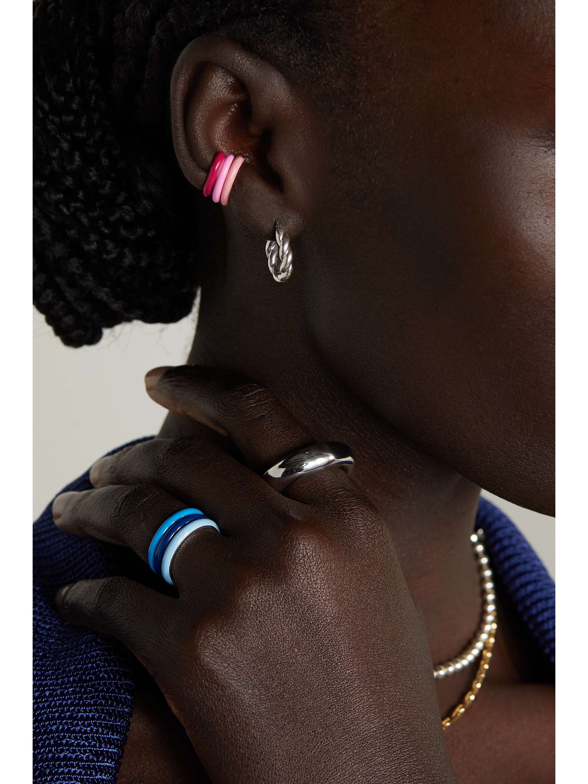 FRY POWERS Ombré set of three sterling silver and enamel ear cuffs