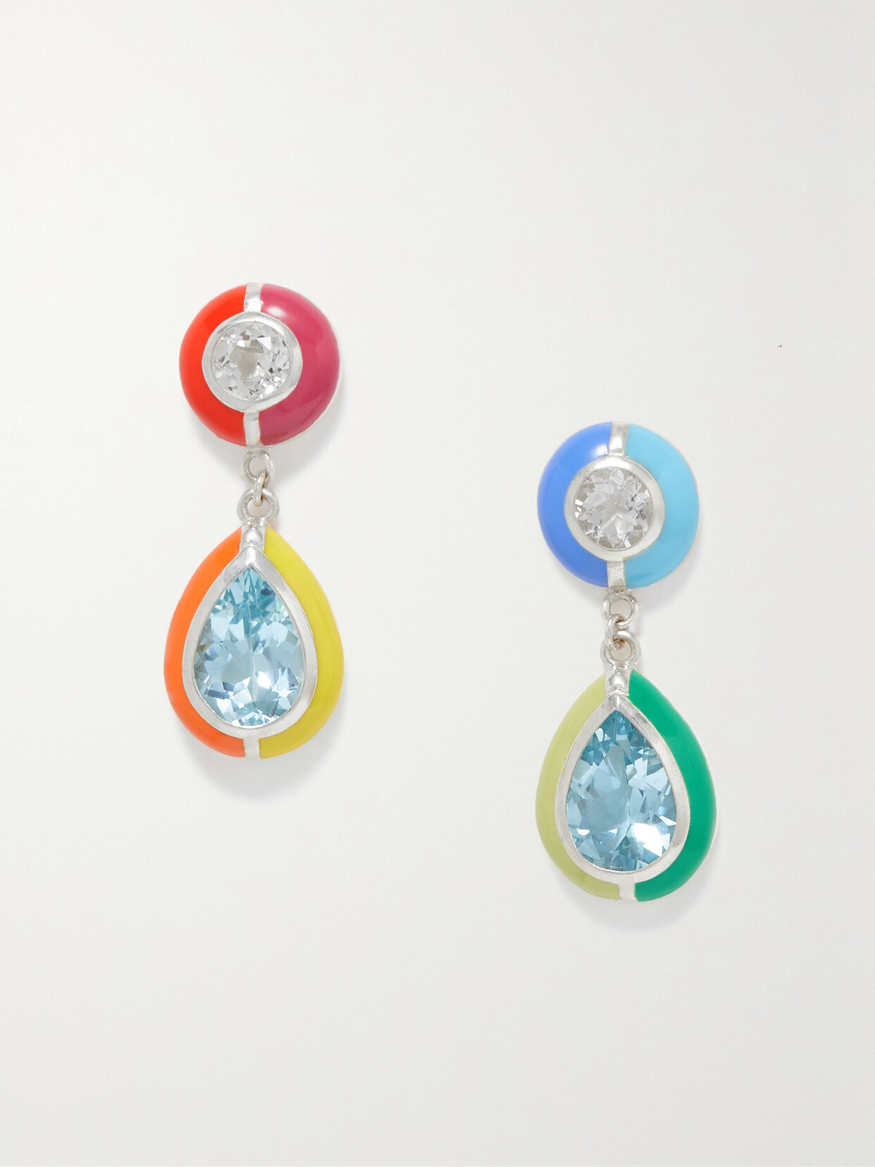 Fry Powers Elizabeth Sterling Silver, Enamel And Crystal Earrings