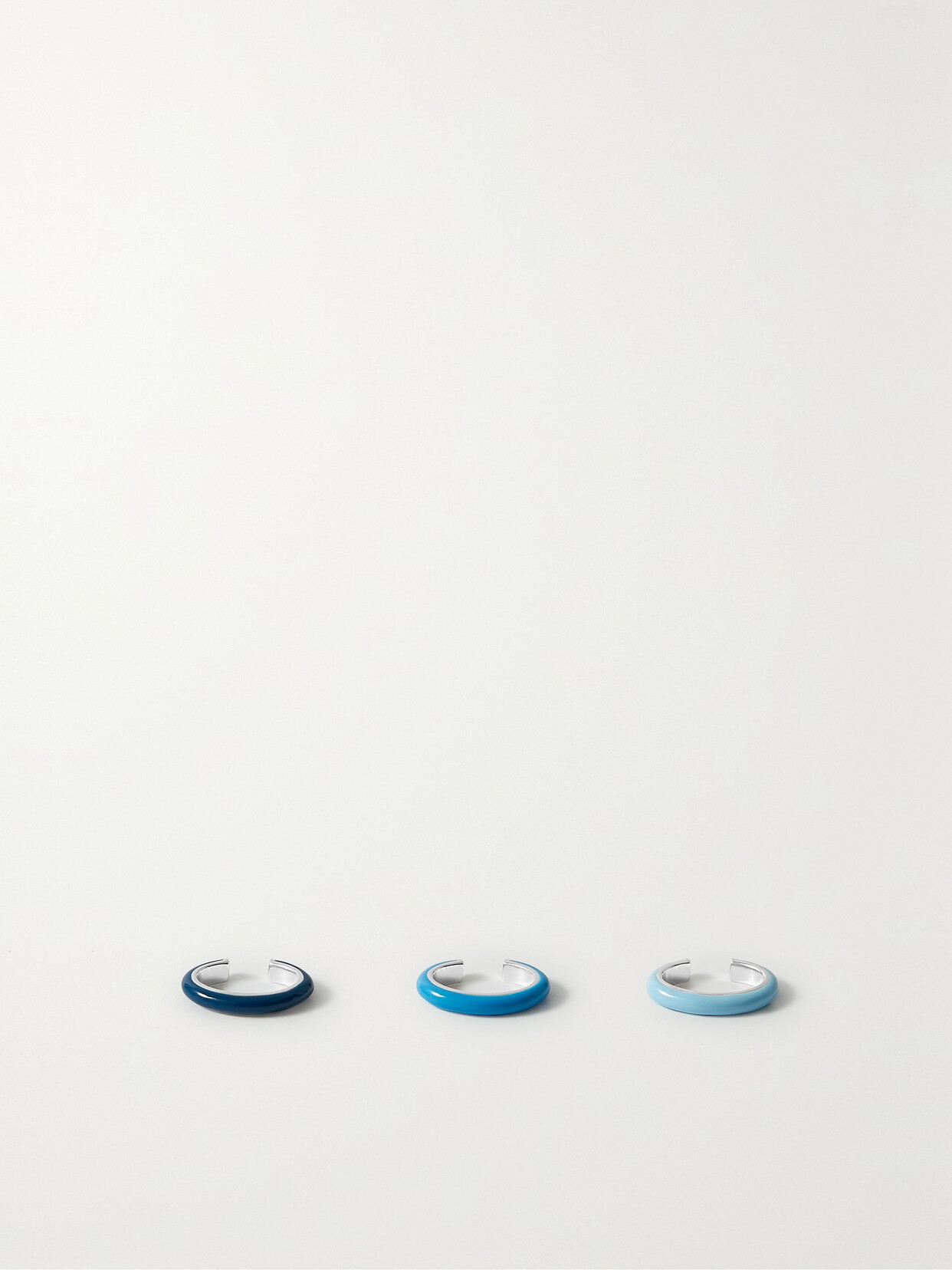 Fry Powers Ombré Set Of Three Sterling Silver And Enamel Ear Cuffs In Blue