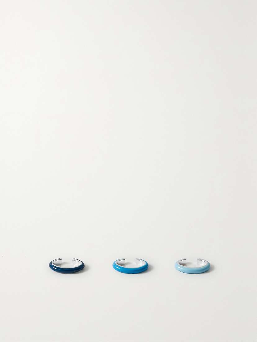 Fry Powers Ombré Set Of Three Sterling Silver And Enamel Ear Cuffs