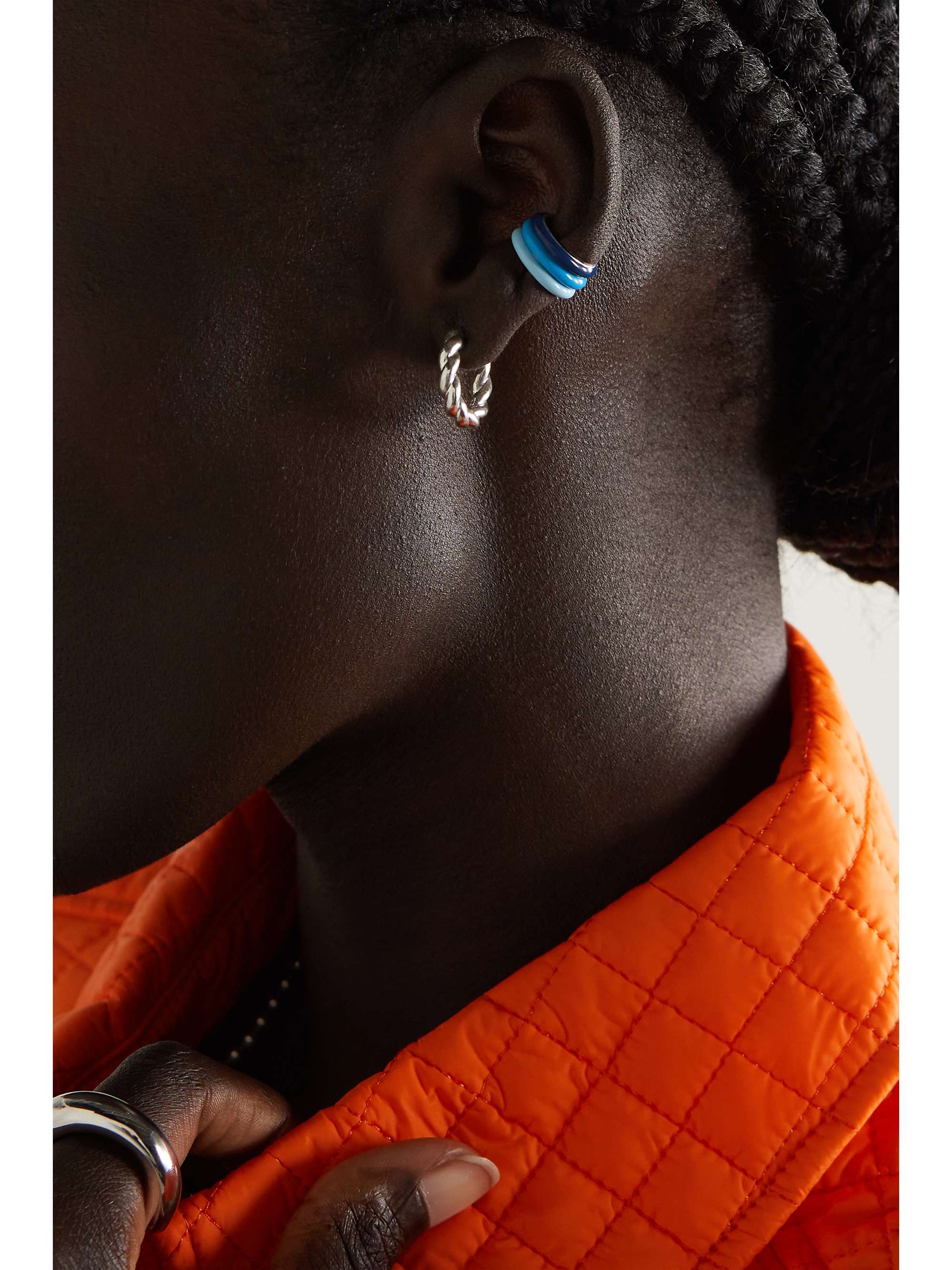 FRY POWERS Ombré set of three sterling silver and enamel ear cuffs