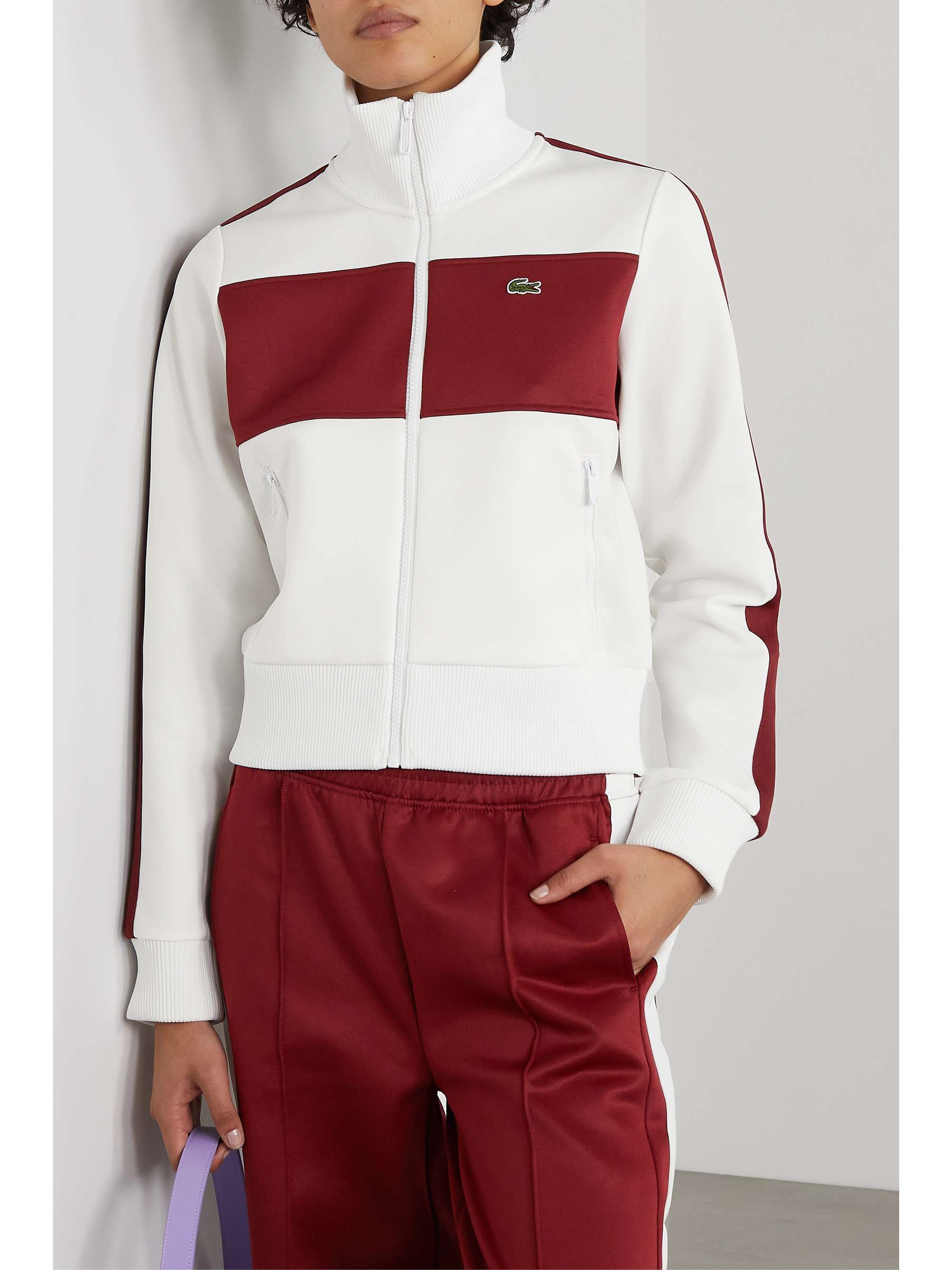 LACOSTE Color-block stretch-jersey track jacket