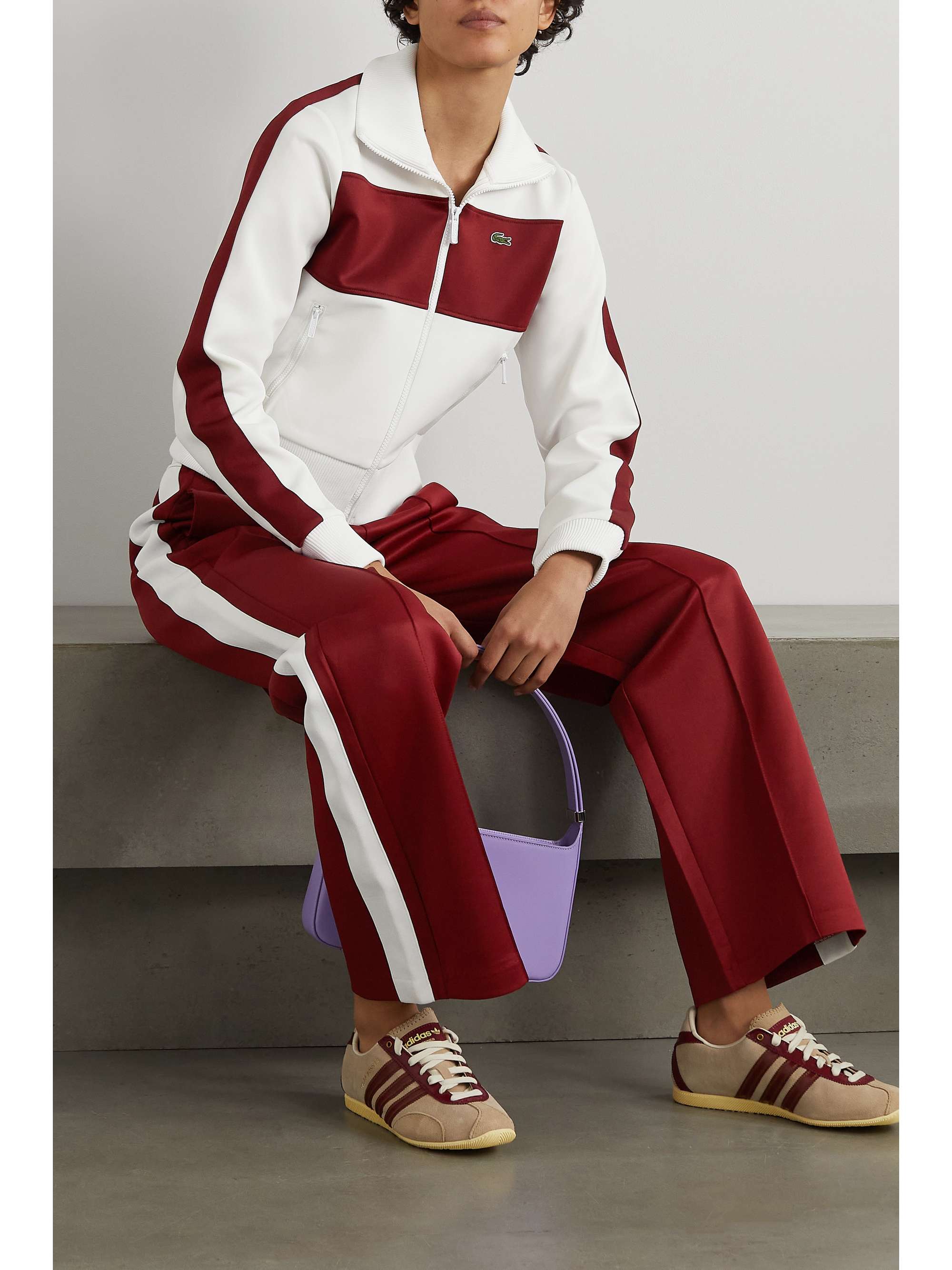 LACOSTE Color-block stretch-jersey track jacket