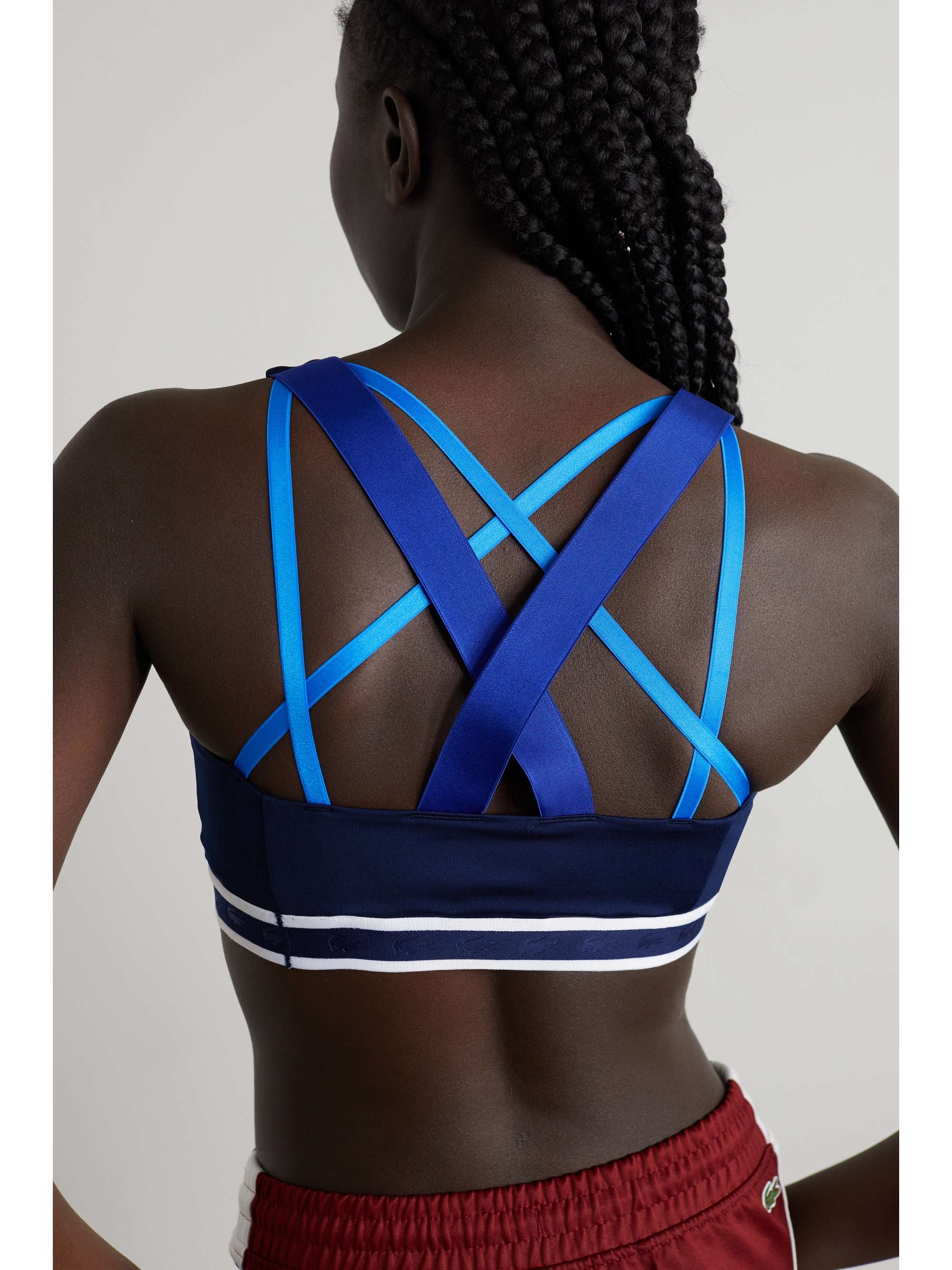 Navy Printed stretch sports bra 