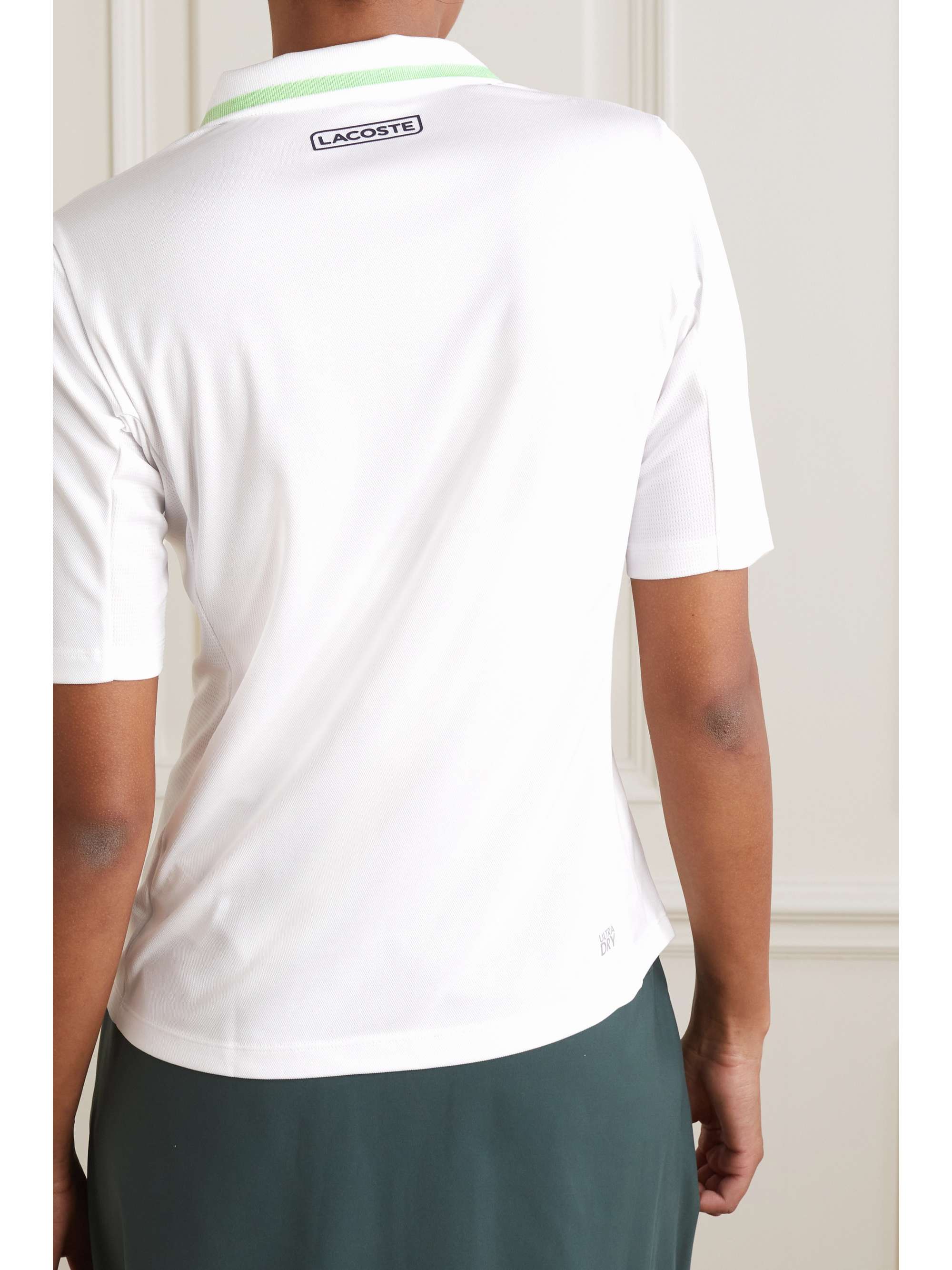 LACOSTE Mesh-trimmed piqué polo shirt