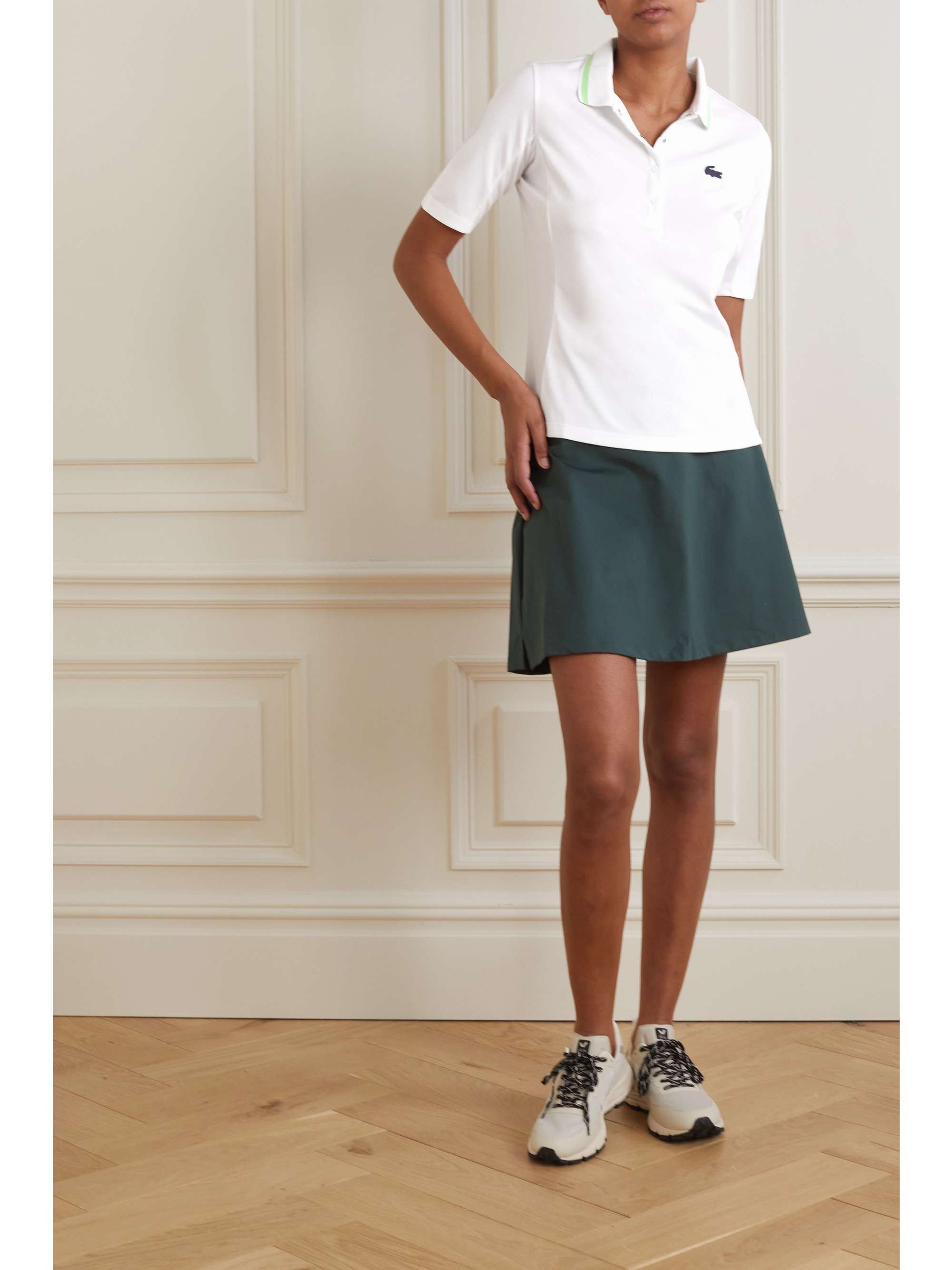 LACOSTE Mesh-trimmed piqué polo shirt