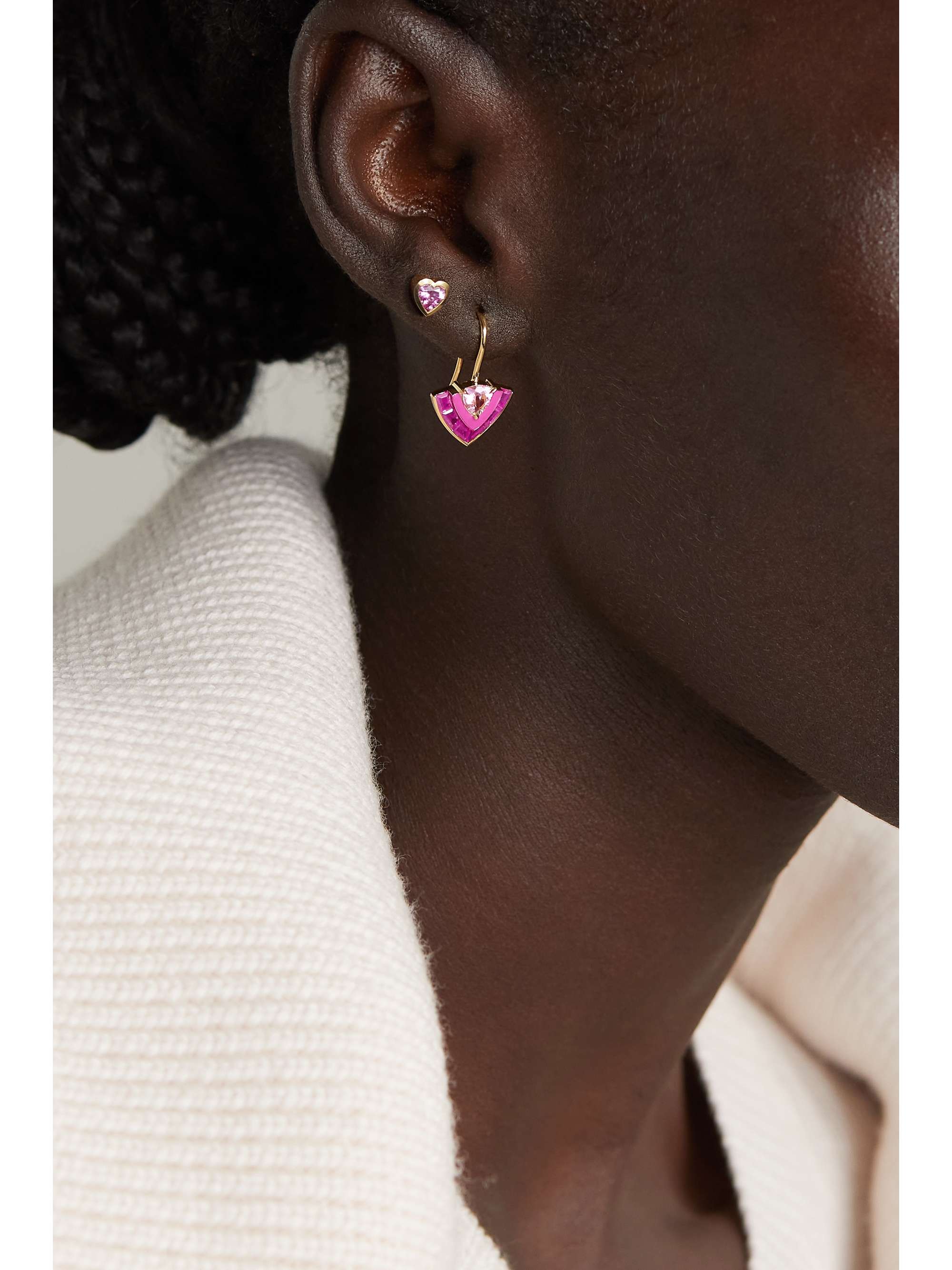 EMILY P. WHEELER + NET SUSTAIN Tiered 18-karat recycled yellow and white gold multi-stone earrings
