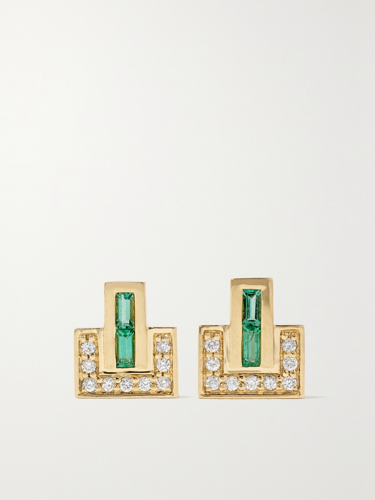 Emily P. Wheeler - + Net Sustain Signature E 18-karat Recycled Gold, Emerald And Diamond Earrings - one size