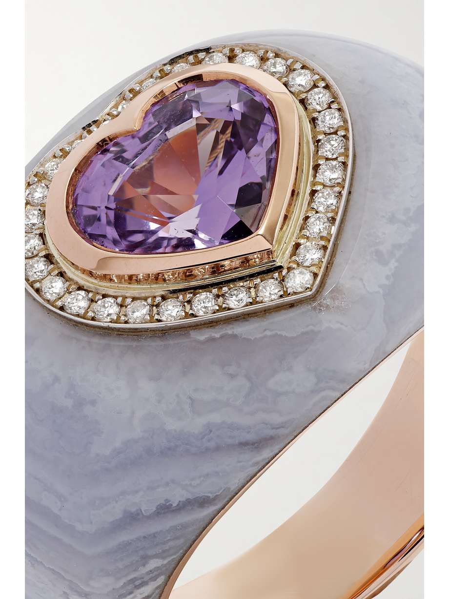 Gold Chubby 18-karat rose and white gold multi-stone ring  EMILY P 