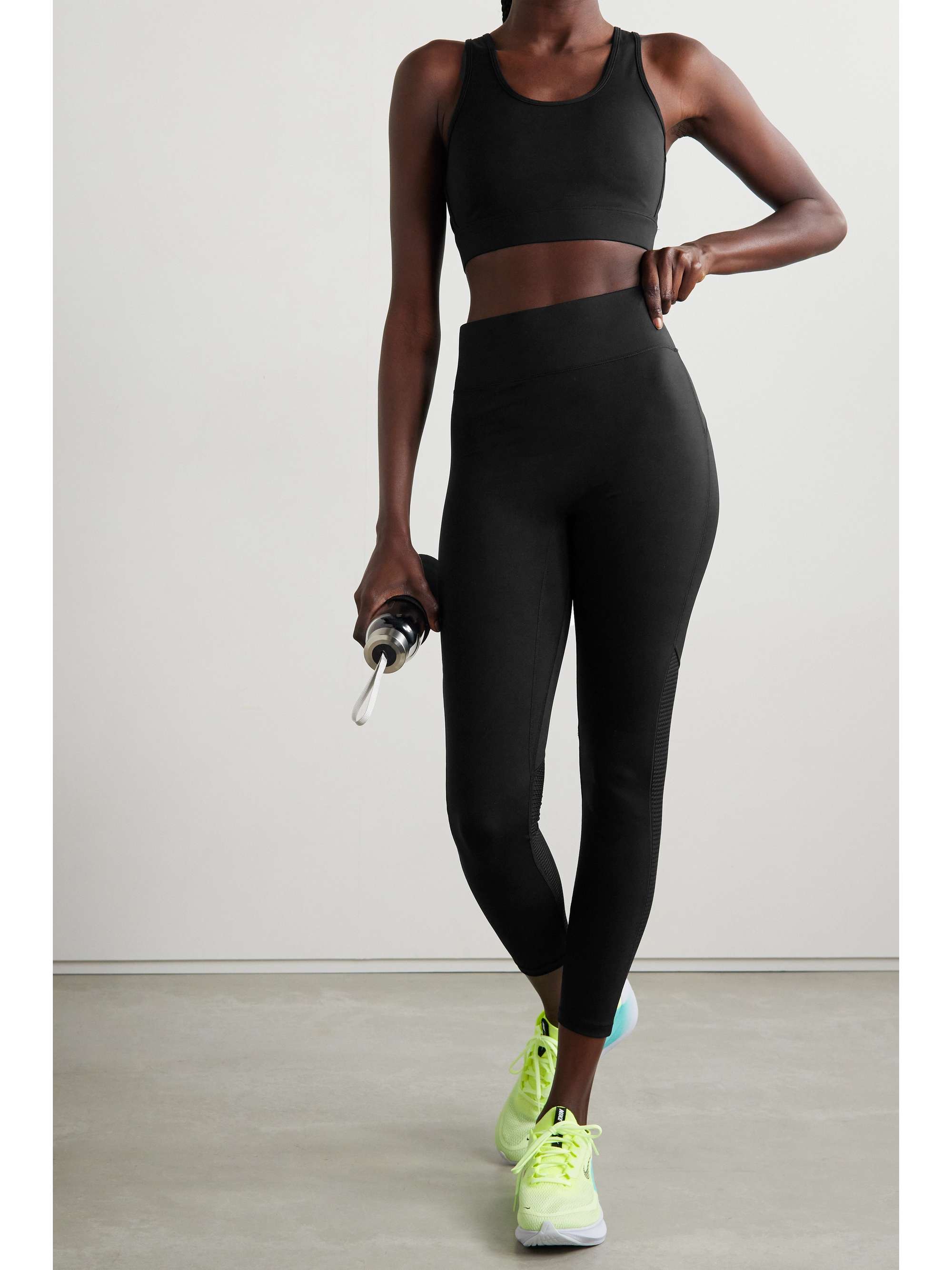 Black Center Stage mesh-trimmed stretch 